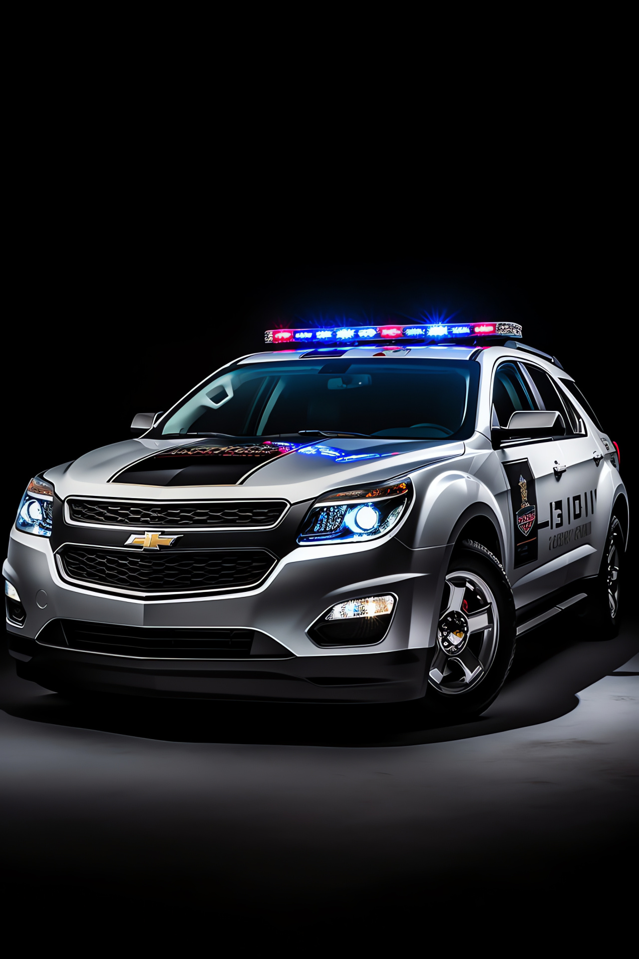 Police Chevrolet Equinox, City patrol car, Silver reflective design, Public service, High-angle emergency vehicle, HD Phone Image