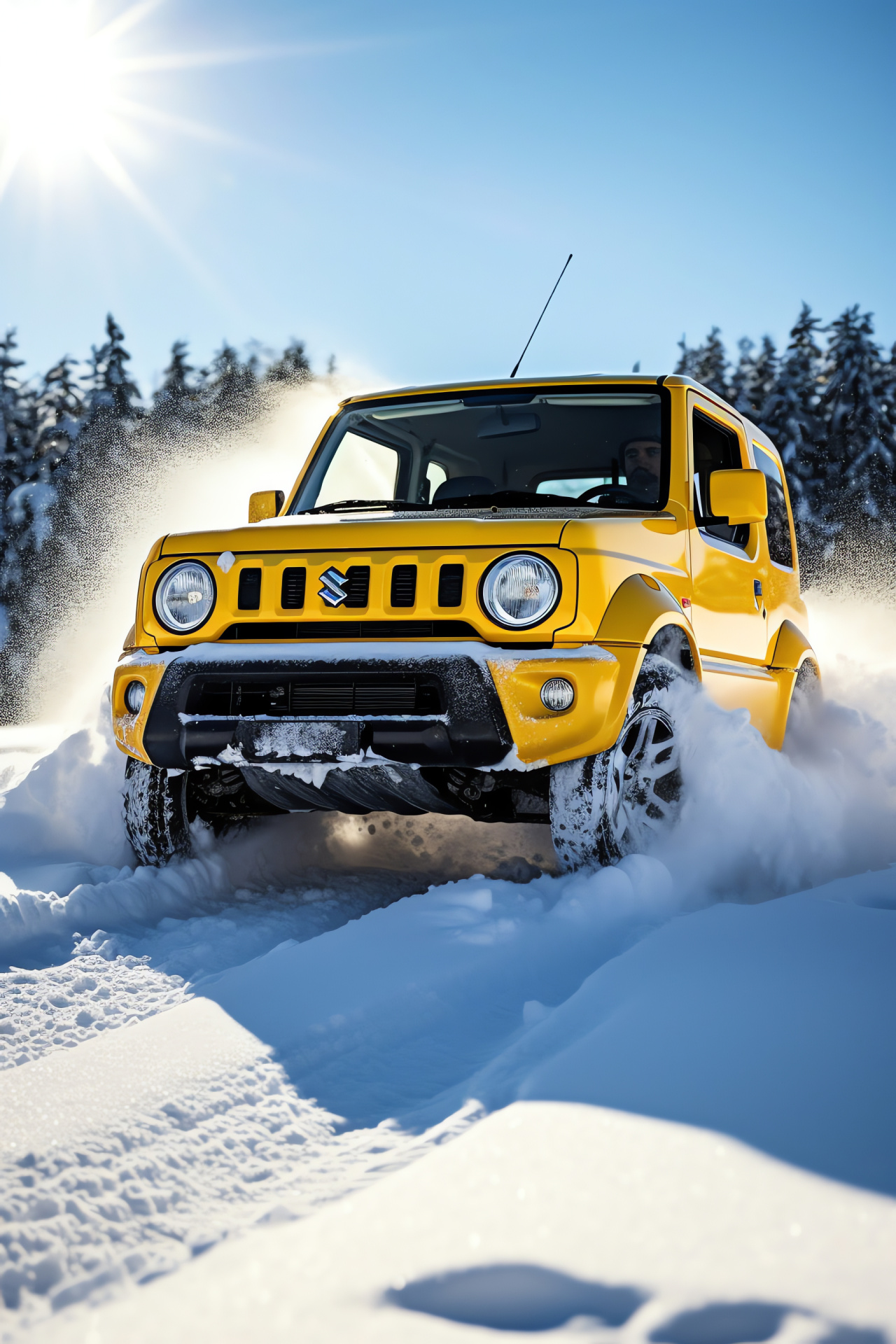 Suzuki Jimny Sierra, Hokkaido journey, Japan's winter drive, Versatile 4x4 vehicle, Chilly climate trek, HD Phone Wallpaper