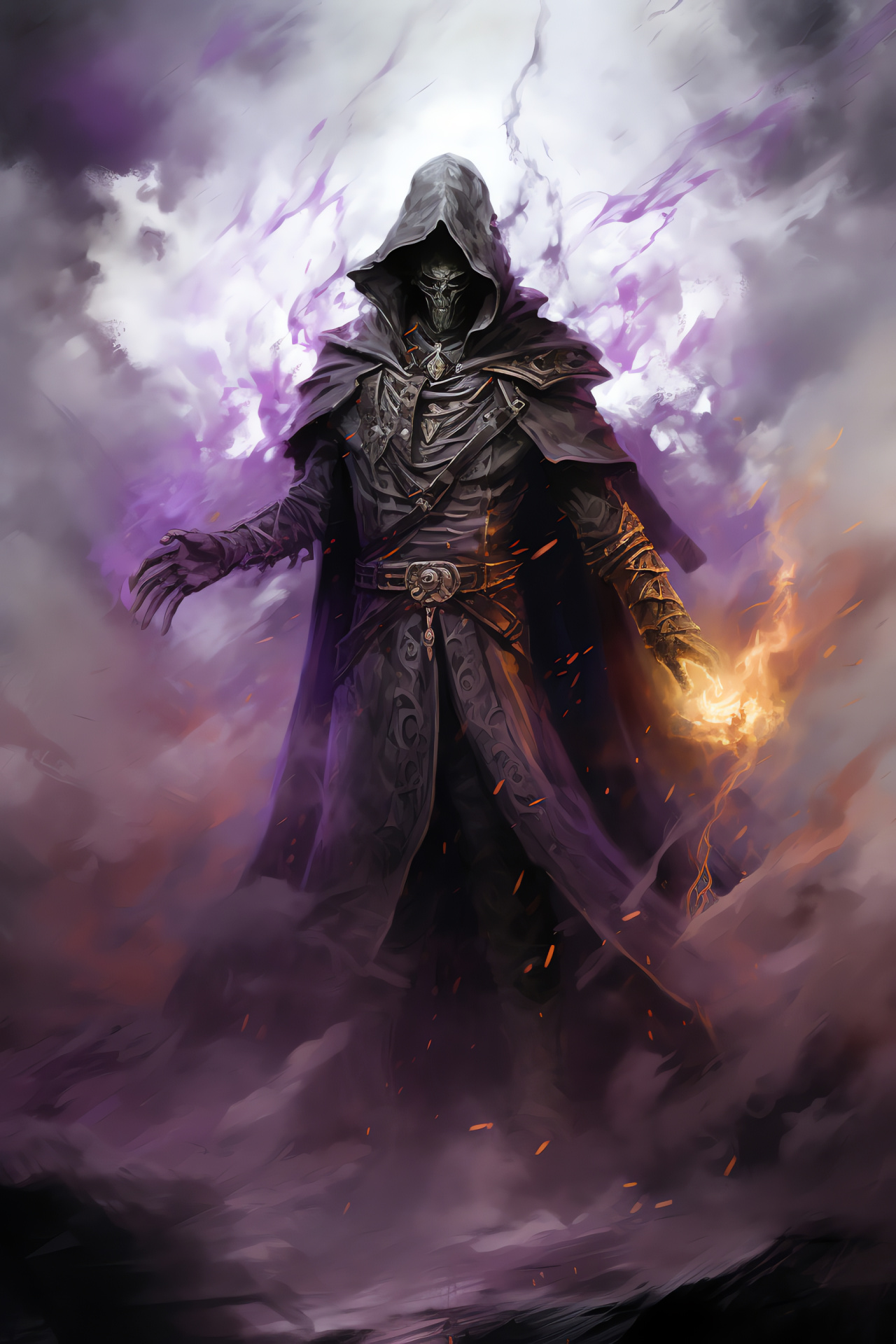 Warlock conflict scene, Decimated battleground, Malign energy, Frayed attire, Magical insignia, HD Phone Wallpaper