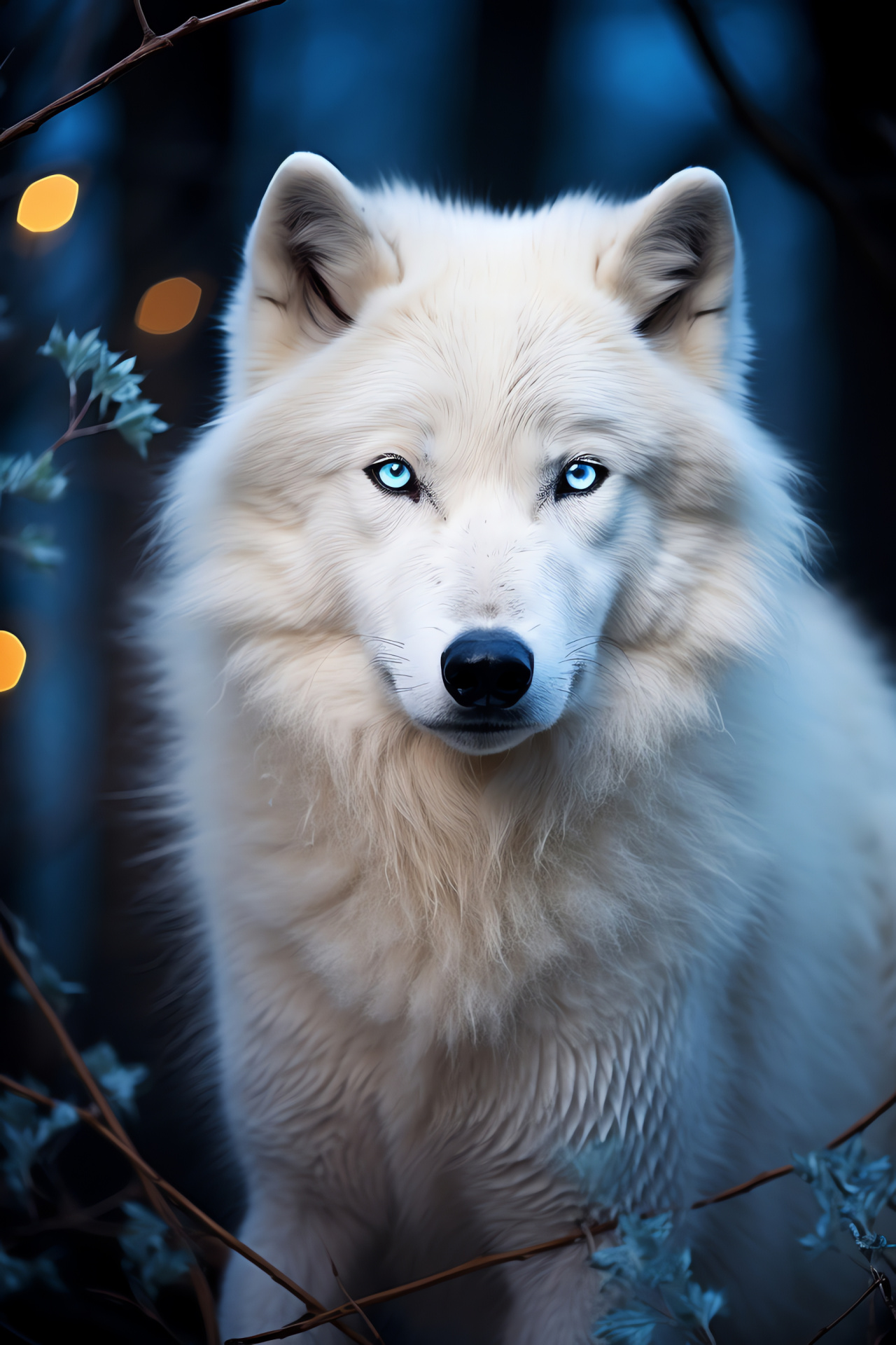 Arctic Wolf serenity, Silver-toned fur, Pale blue ambiance, Icy terrain, Northern wildlife, HD Phone Wallpaper