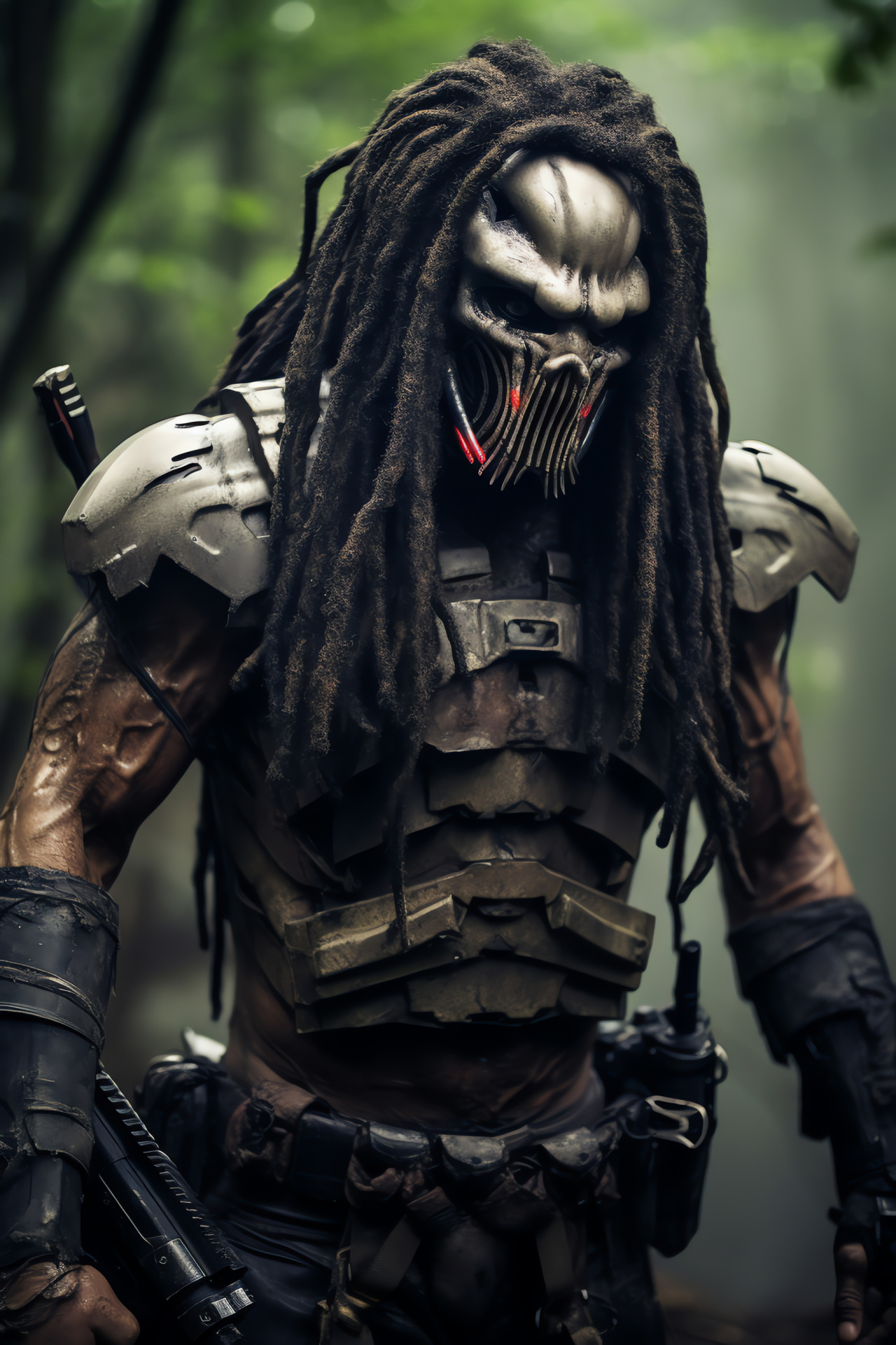 Alien Predator, dystopian landscape, science fiction setting, survival narrative, atmospheric ruins, HD Phone Wallpaper