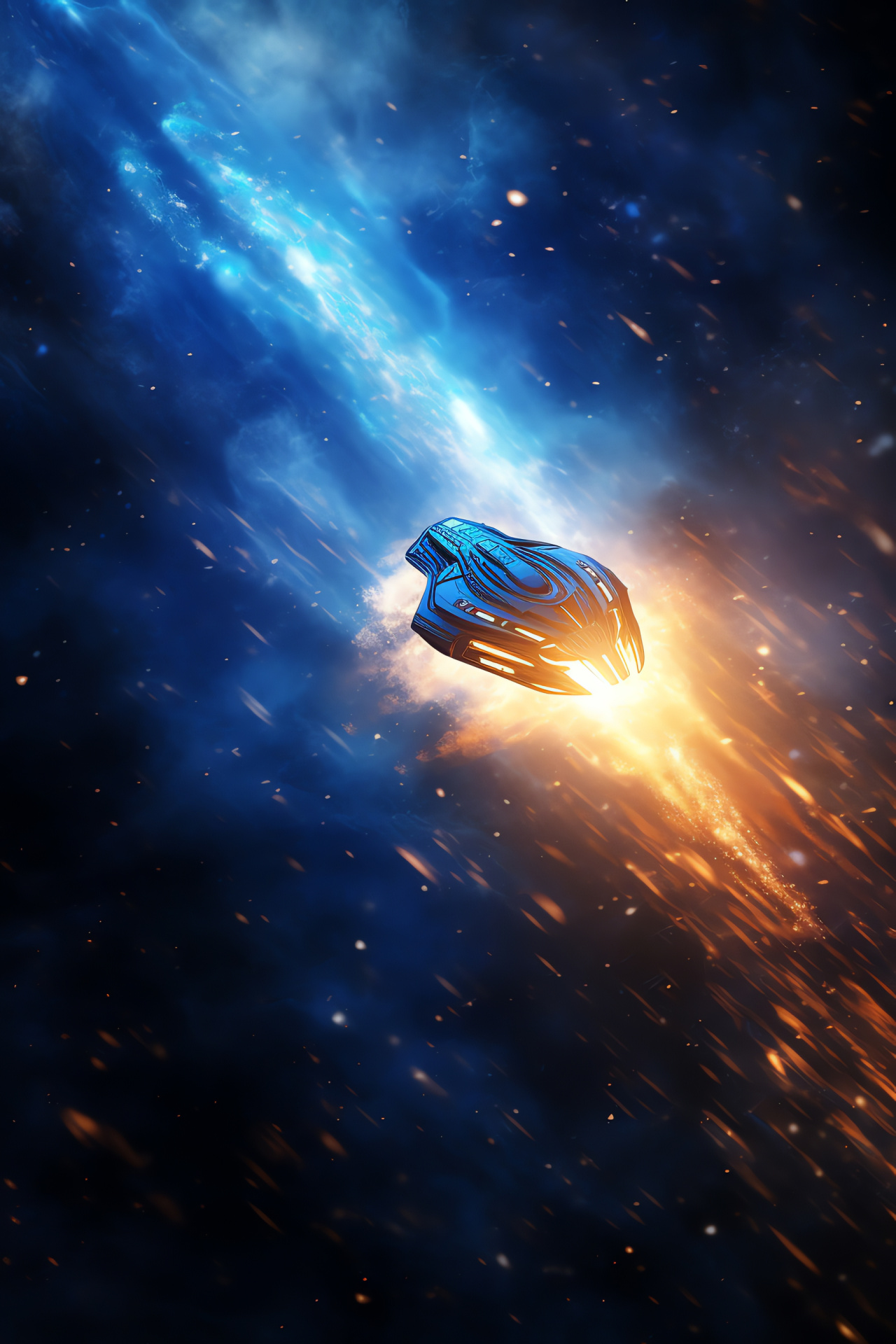 Space travel vehicle, Cosmic dust space, Starship journey, Cosmic matter, Interstellar particles, HD Phone Wallpaper