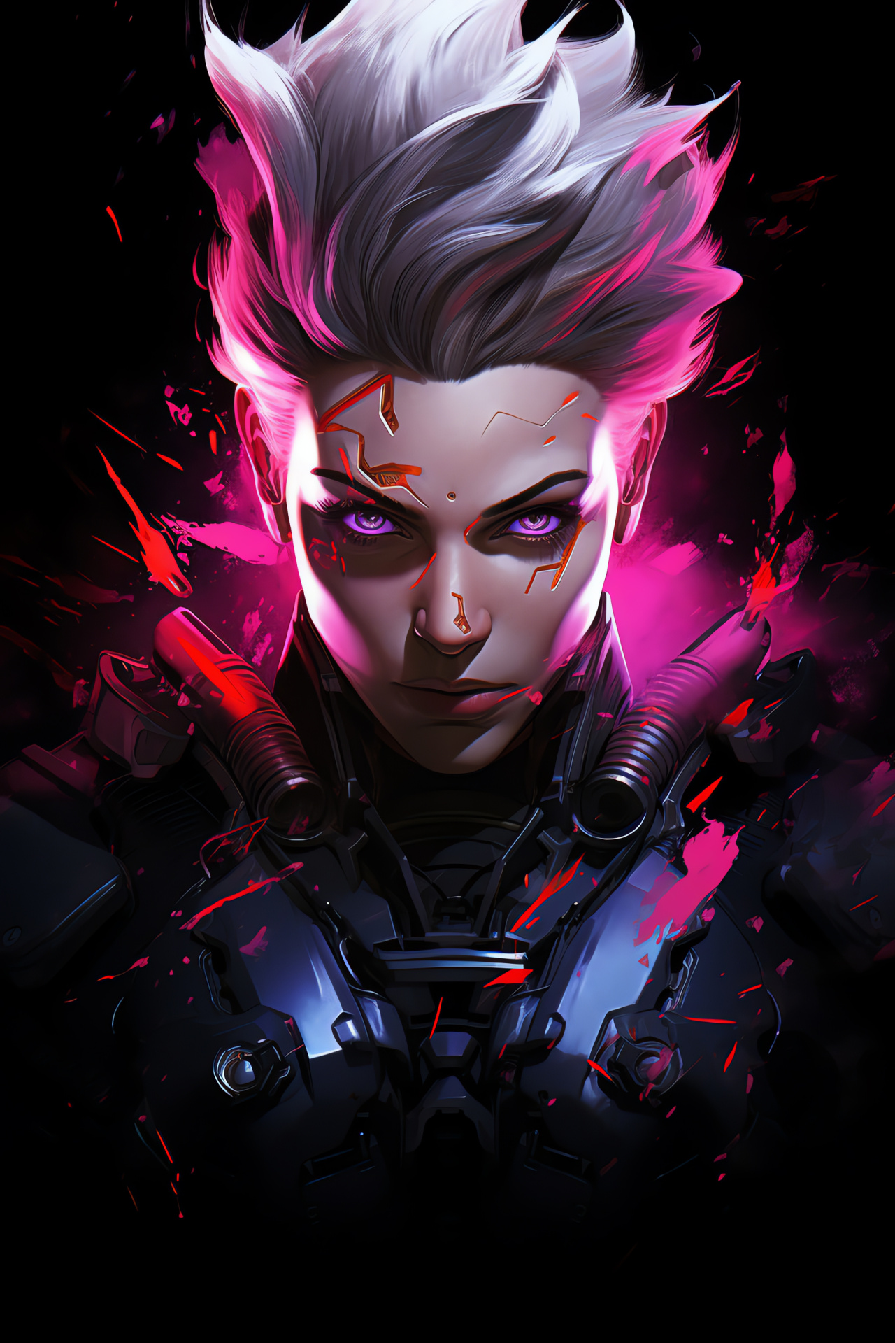 Zarya, Physical strength showcase, Vibrant hair, Competitive athlete, Eye-catching competitor, HD Phone Image