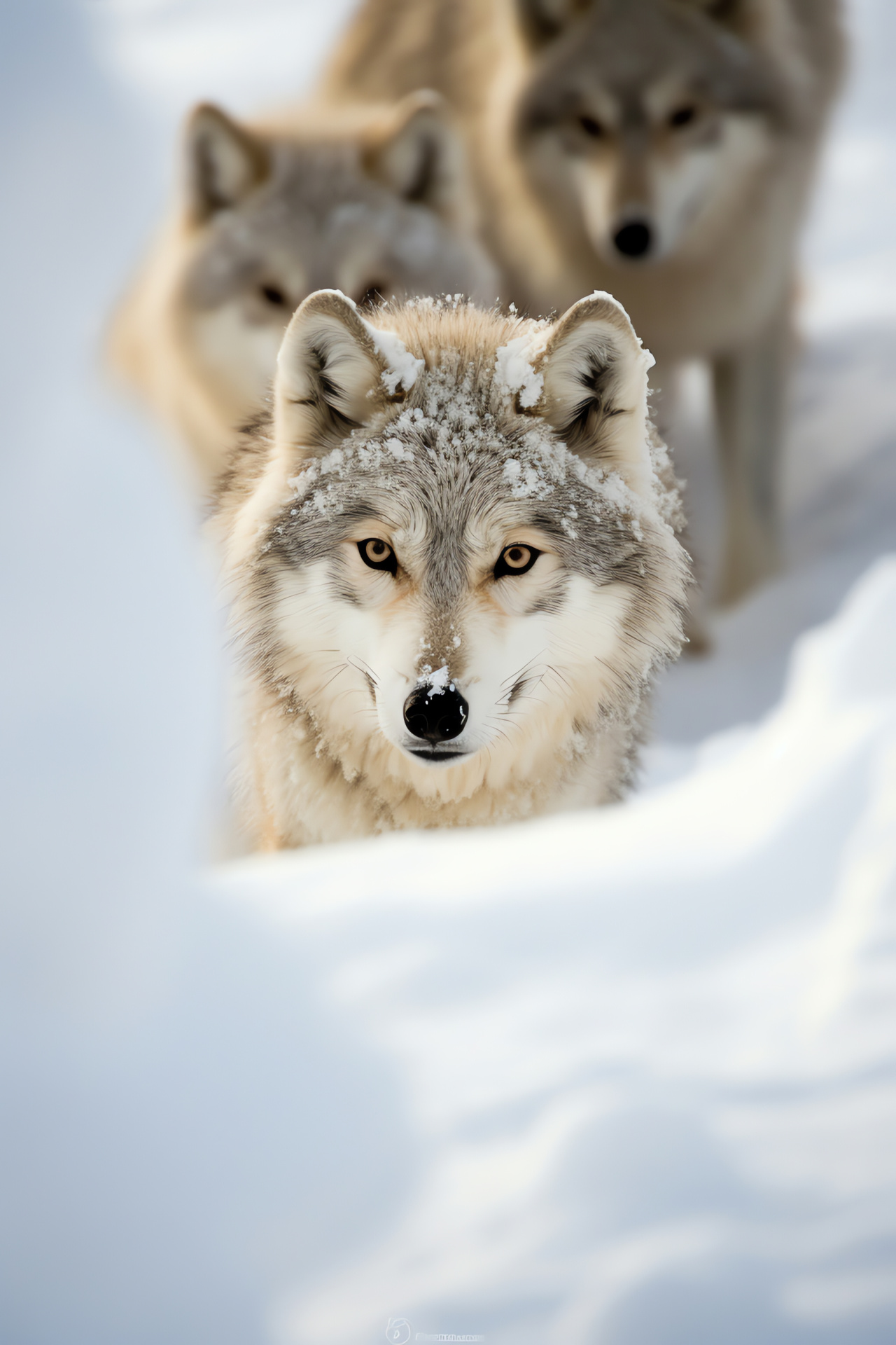 Siberian predators, Snowy forest roamers, Canids pack, Icy taiga, Wolf family, HD Phone Wallpaper