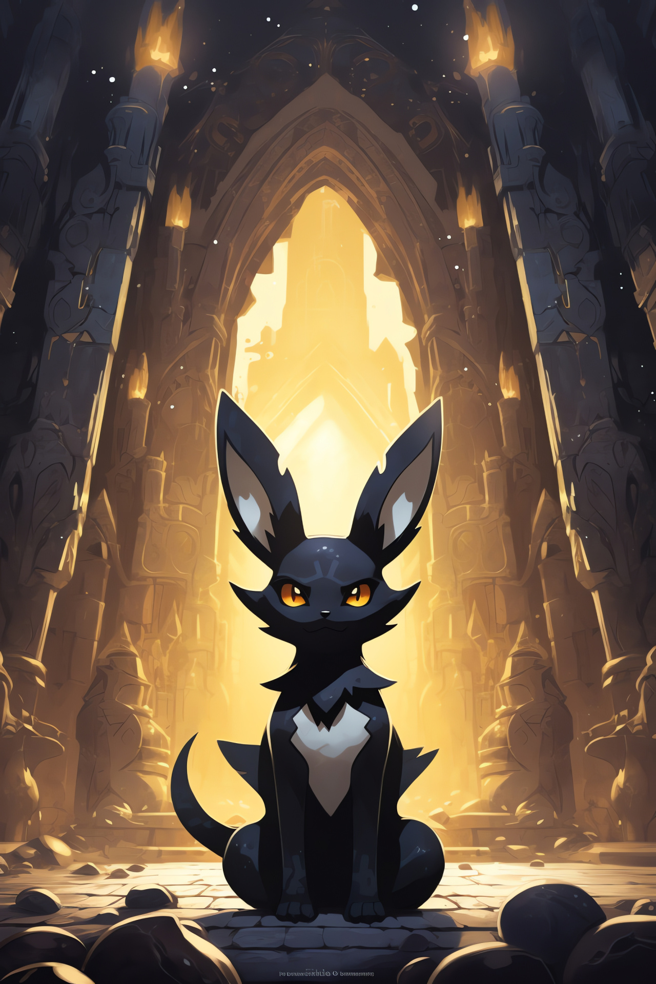 Umbreon, Eevee evolution, Pokmon universe, Mysterious ruins, Cryptic inscriptions, HD Phone Image