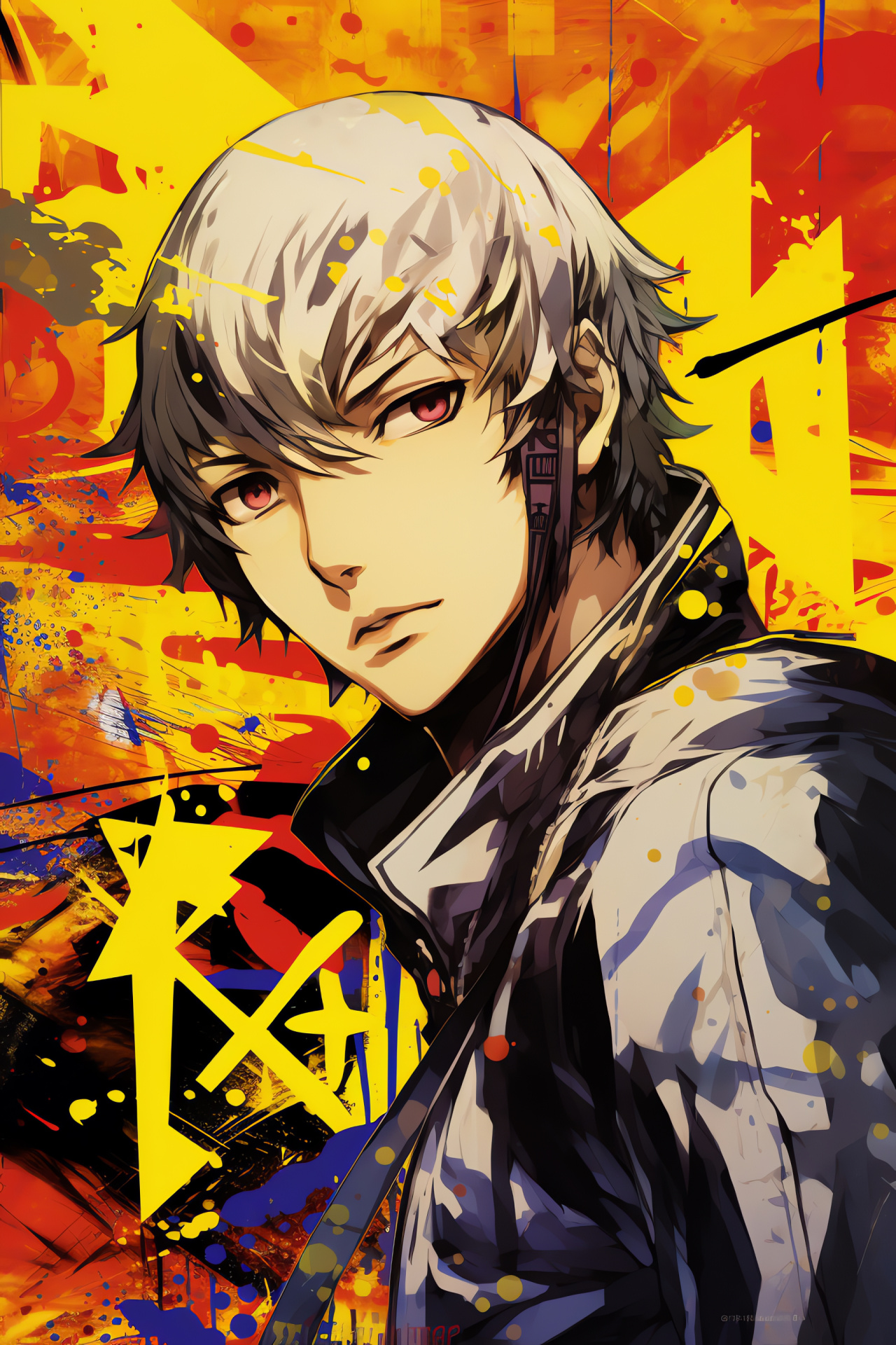 Persona fan visual, Kanji Vita rendition, Punk pride, JRPG bold colors, Energetic triple-tone, HD Phone Wallpaper