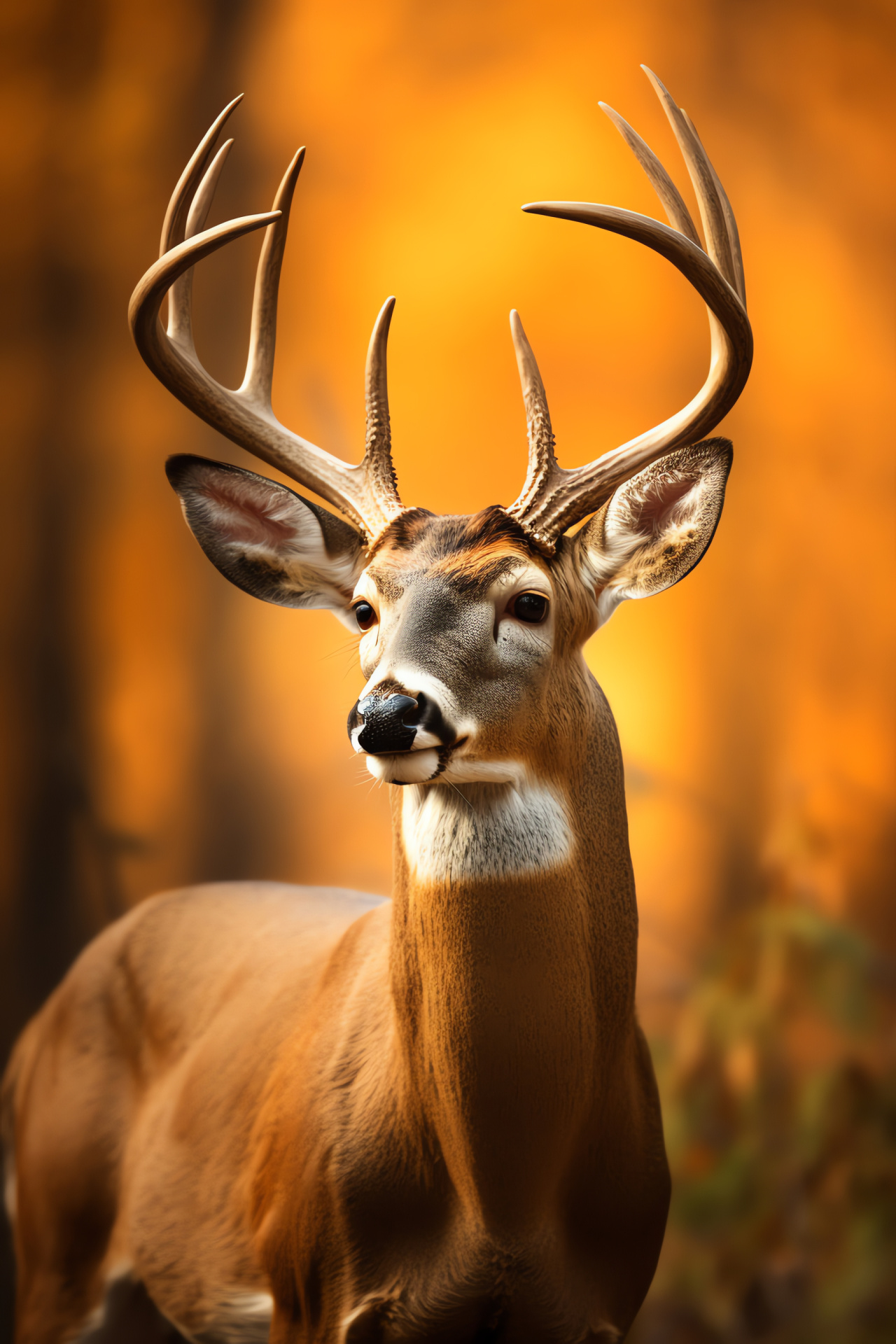 Whitetail Deer, Forest fauna, Buck, Woodland environment, Gentle creature, HD Phone Image