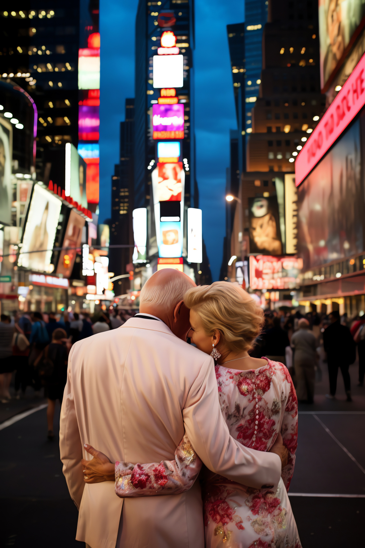 Anniversary in the city, Metropolitan romance, Iconic square, Dazzling displays, Urban love story, HD Phone Image