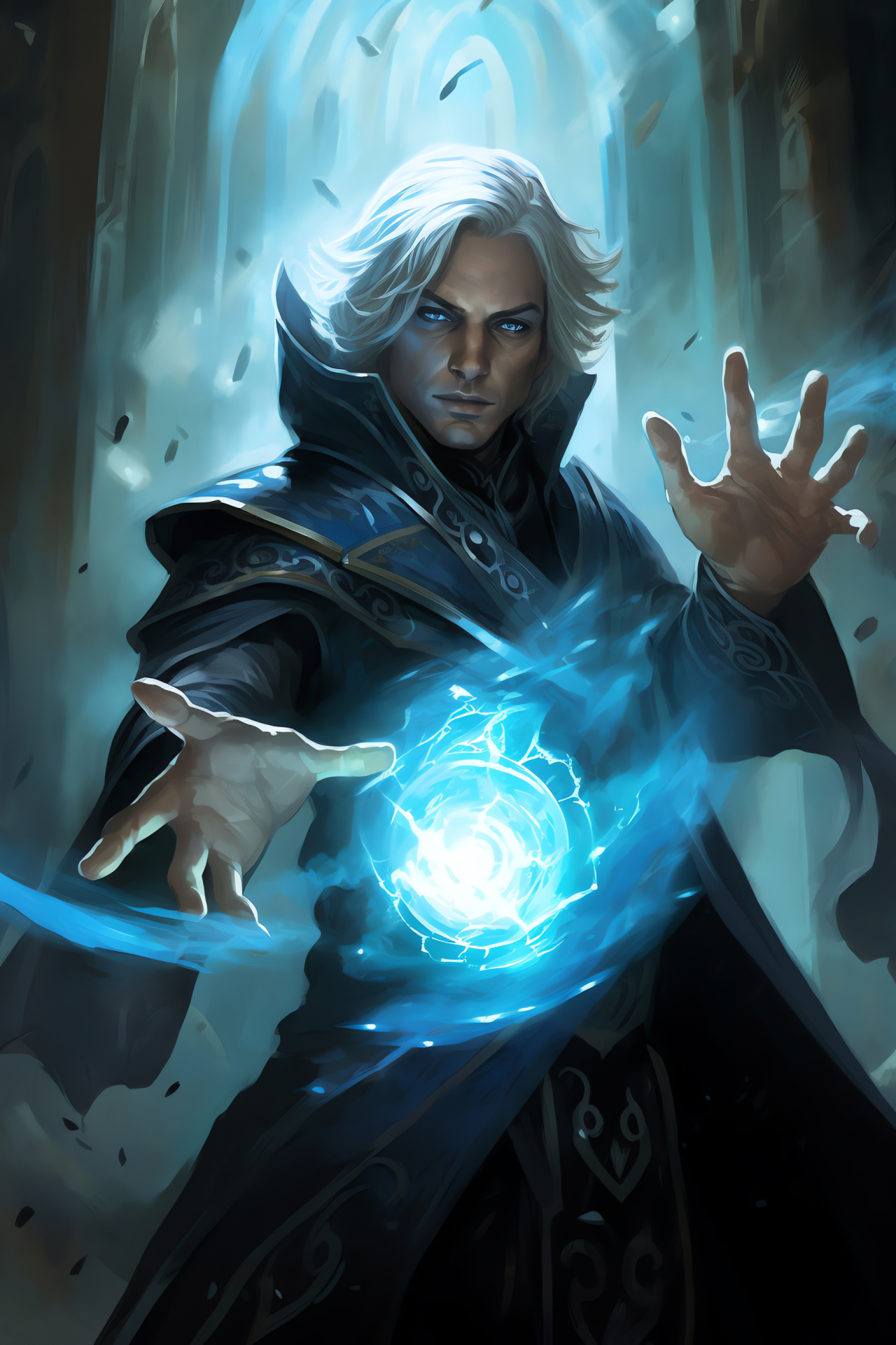 Jace Beleren focus, Mind mage, Spellcasting force, Planeswalker essence, MTG gameplay, HD Phone Image