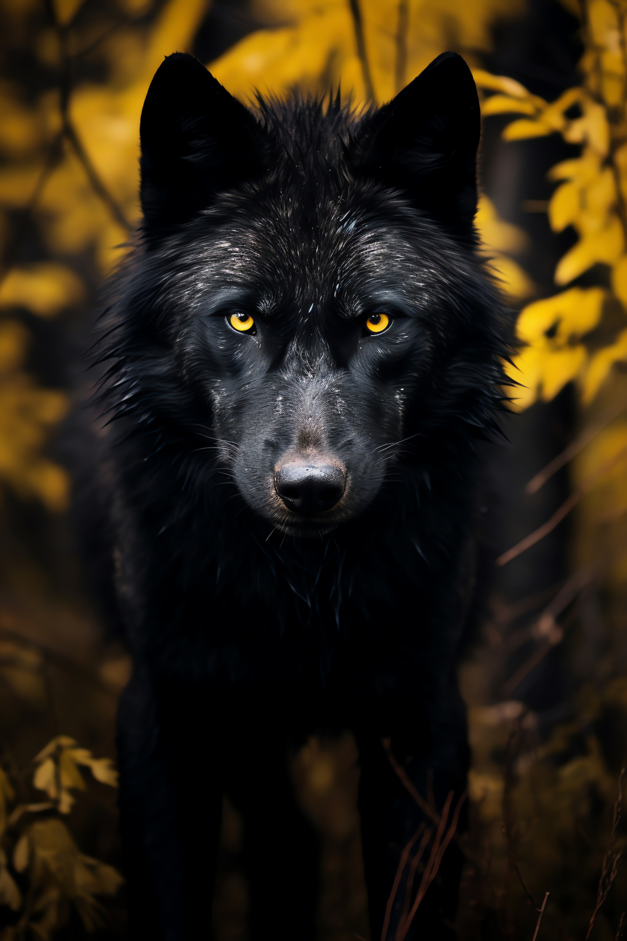 Canid predator, Nocturnal canines, Canine pelt sleekness, Darkness-adapted predator, Forest glade, HD Phone Wallpaper