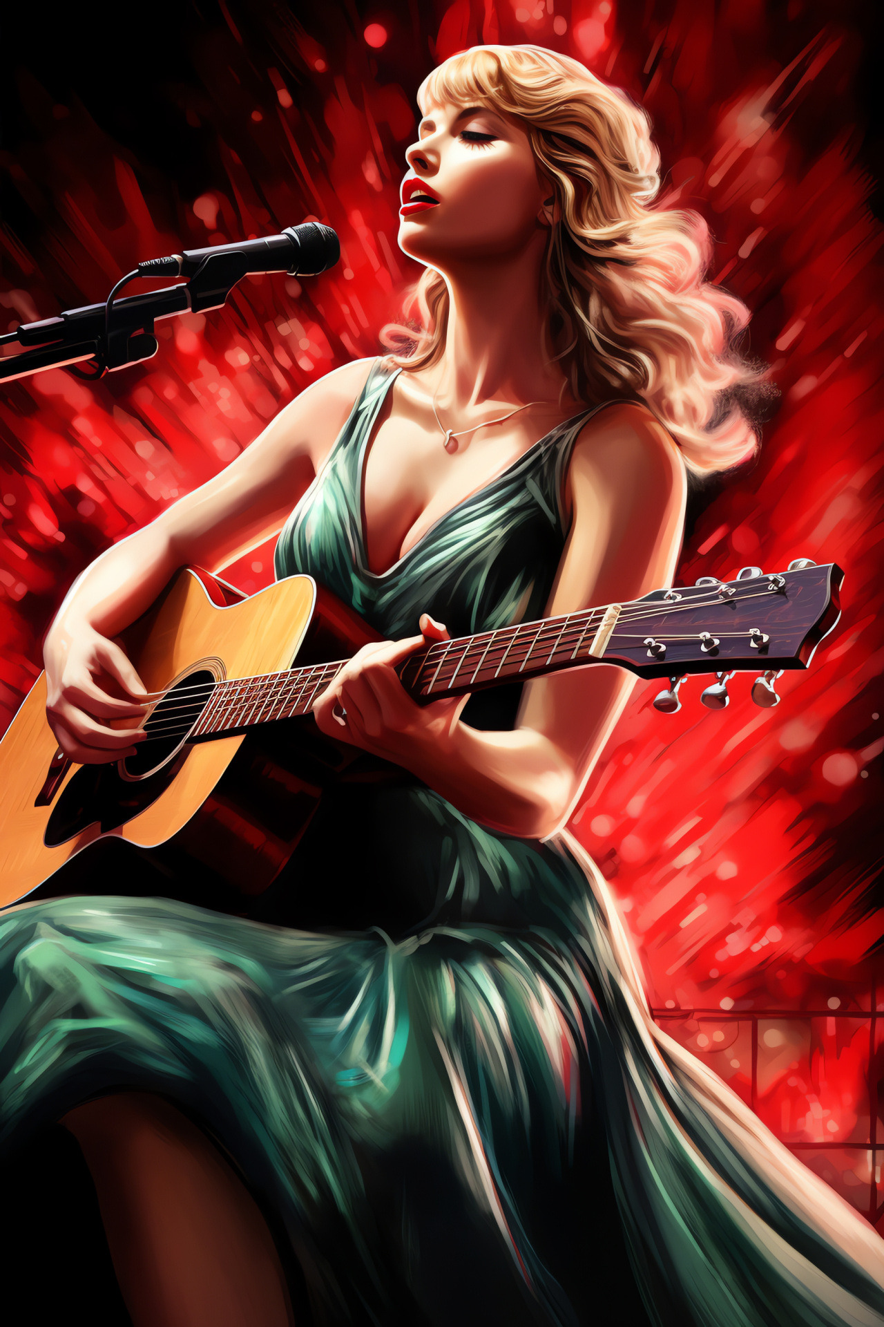 Taylor Swift on stage, Speak Now tour, Silver sequin attire, Acoustic guitar, Live performance energy, HD Phone Wallpaper