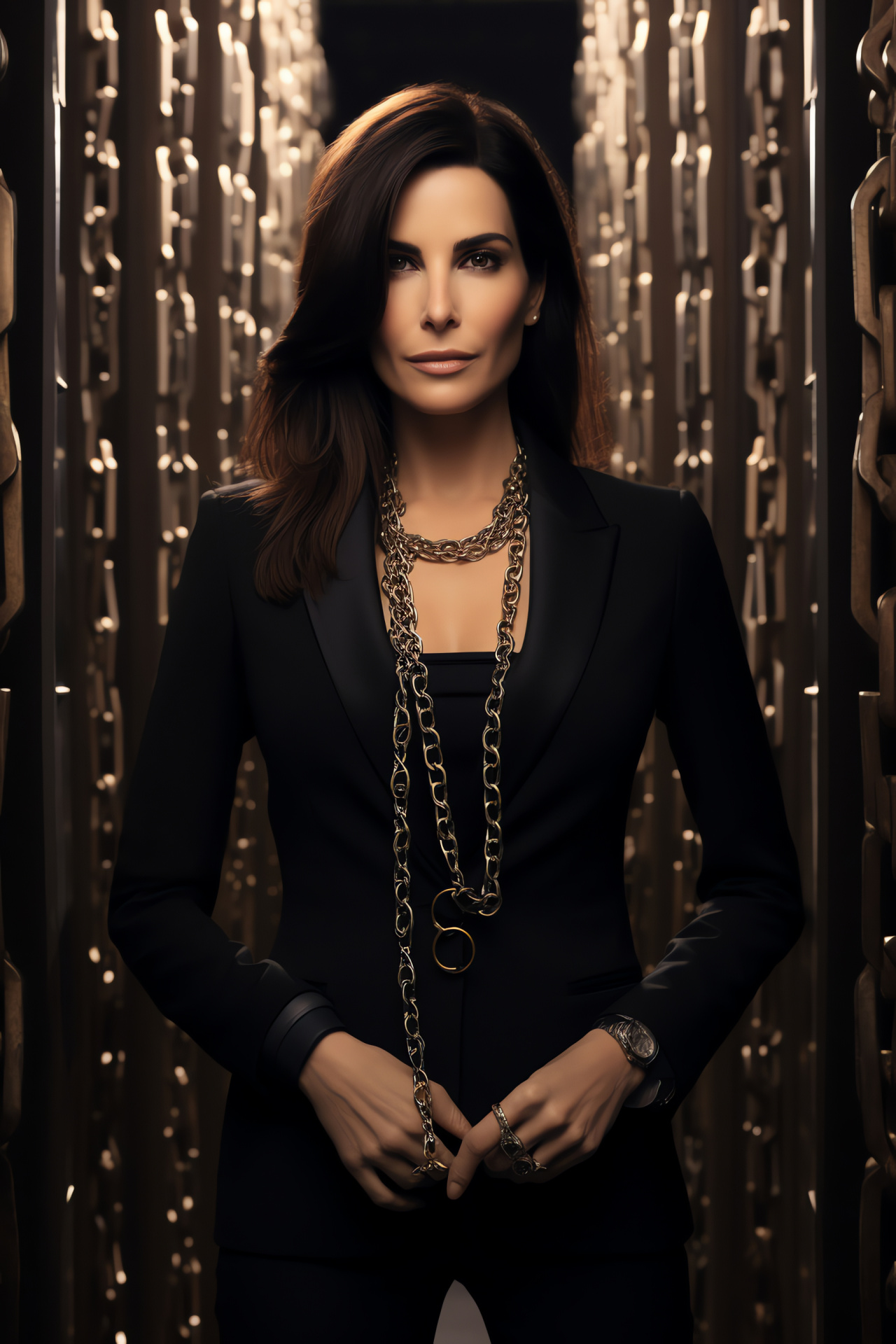 Celebrated actress Sandra Bullock, Heist film Oceans 8, Glamorous Hollywood star, Elegant ensemble, Acting royalty, HD Phone Image