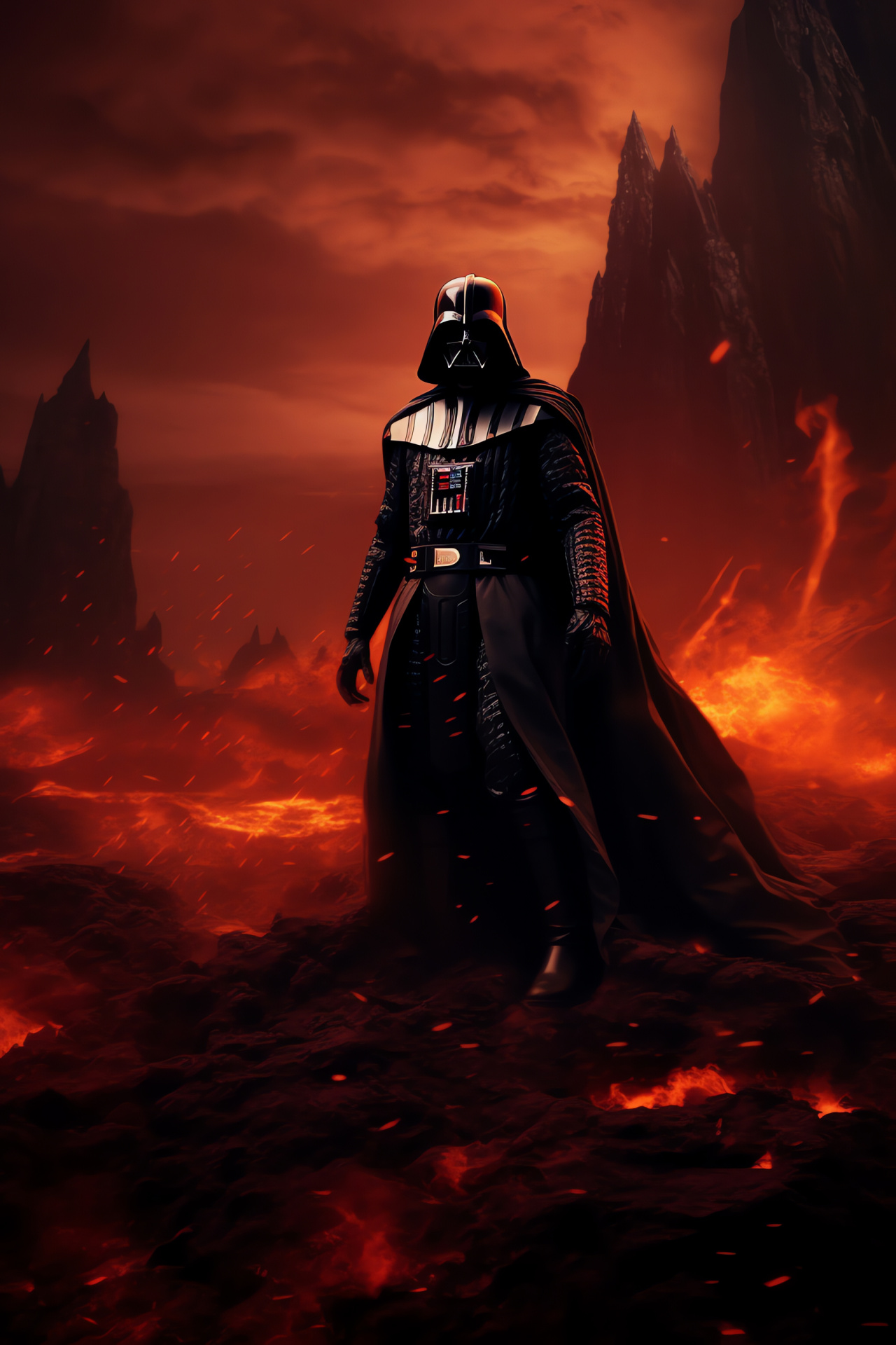 Revenge of Sith, Darth Vader origin, Volcanic planet Mustafar, Epic Star Wars moment, Eruptive landscape, HD Phone Image