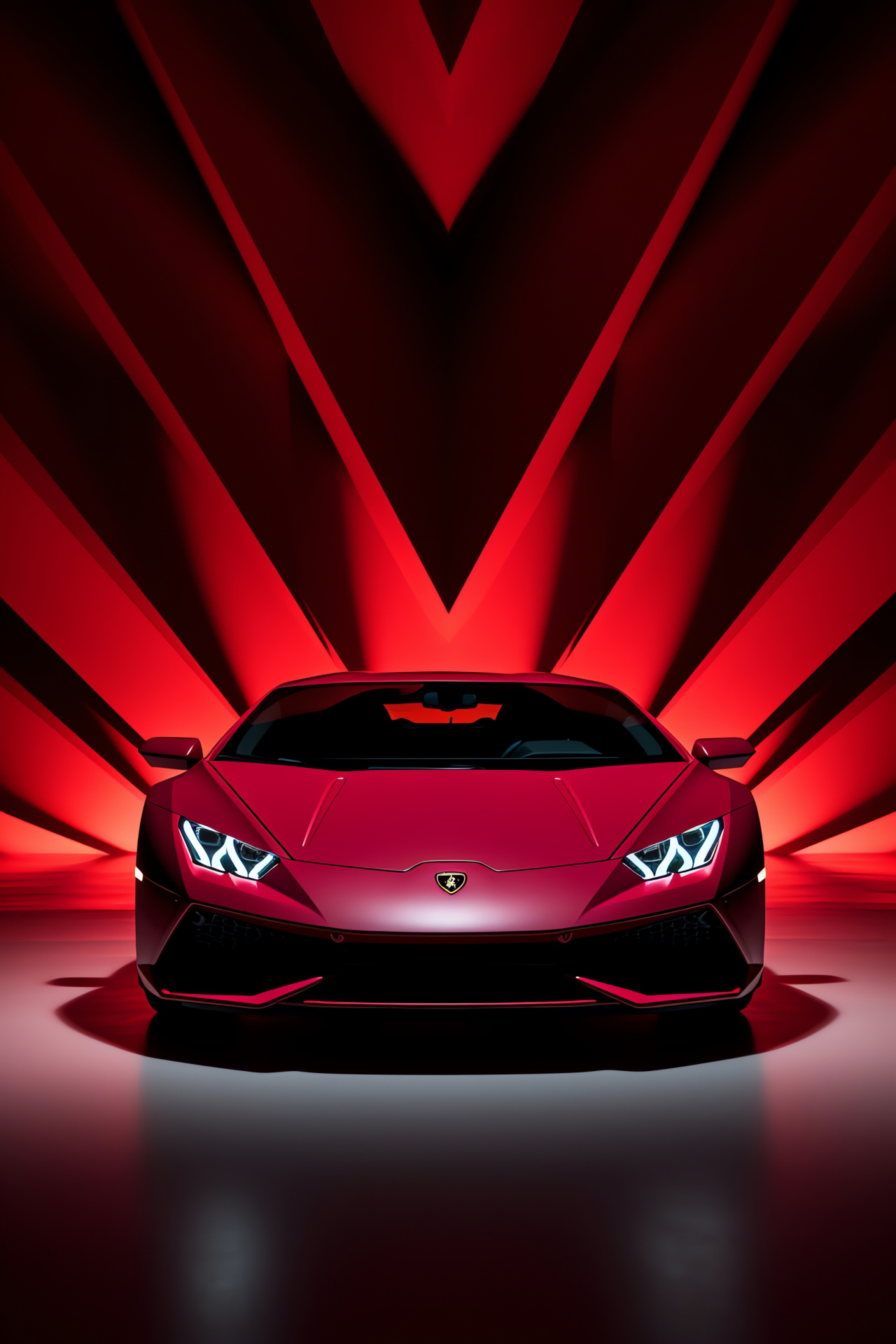 Lamborghini impact, Fiery sports car, Red backdrop dominance, Italian automobile, Sportscar vibe, HD Phone Wallpaper