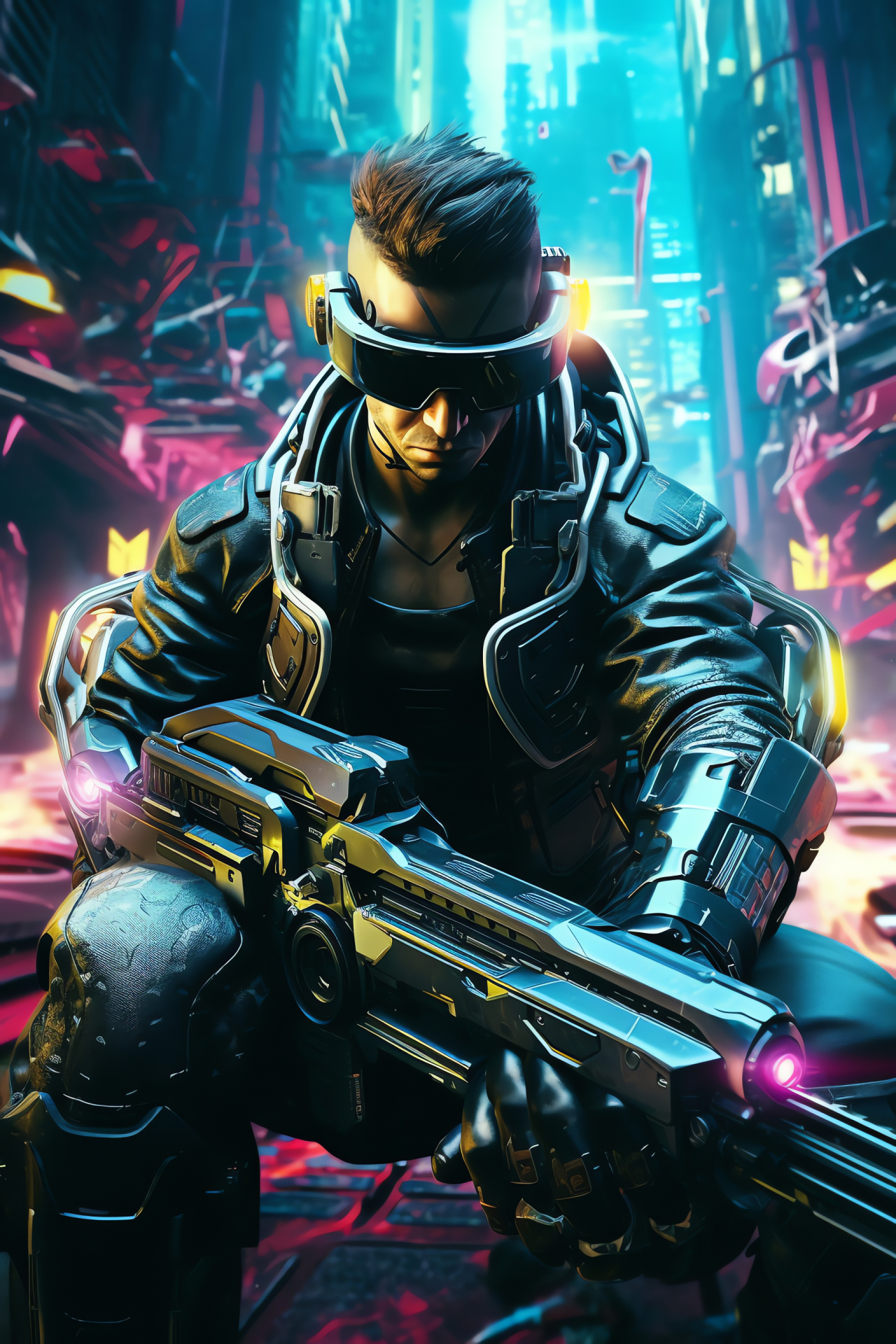 Cyberpunk 2077 universe, Night City explorer, Advanced VR gaming, Futuristic motorbike, Luminous cityscape, HD Phone Image