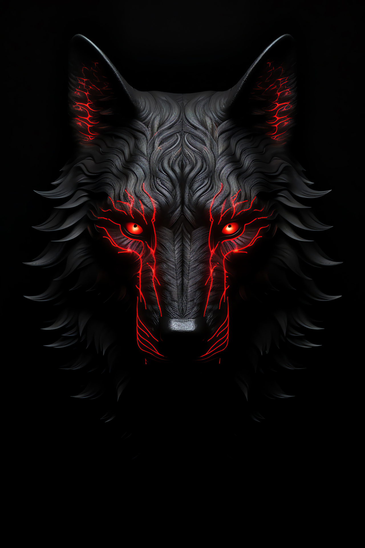 Tribal Wolf portrait, Canine with fierce presence, Artistic animal depiction, Singular tone backdrop, HD Phone Image