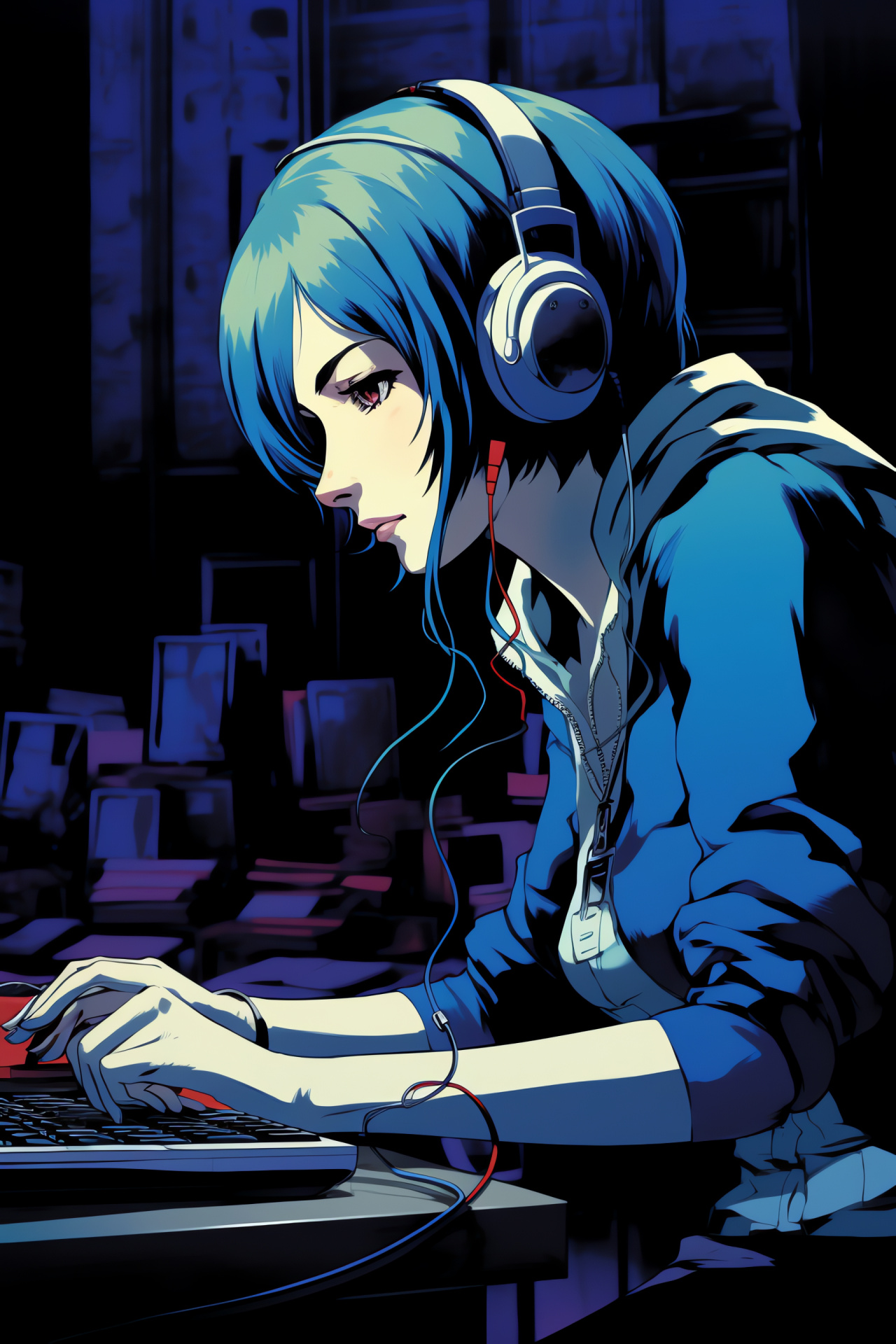 Persona 3, Fuuka Yamagishi, Tech accessory, Crisis instance, Intense mood, HD Phone Image