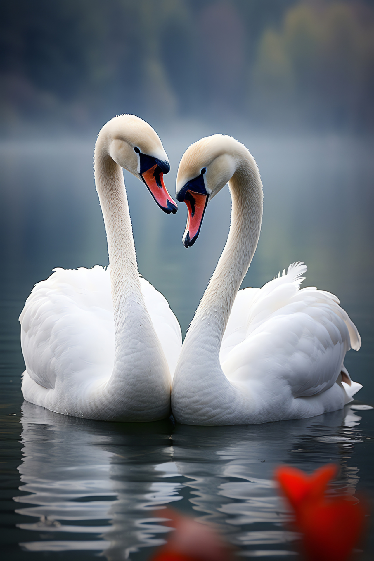 Pair of swans, Gracious necks, Captivating gaze, Plumage elegance, Peaceful duo, HD Phone Wallpaper