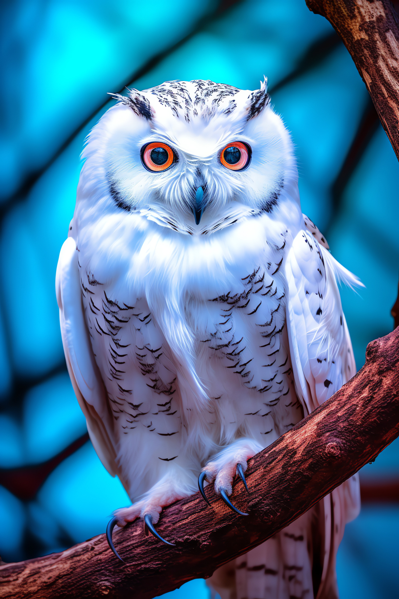 Nocturnal Raptor, Turquoise Gaze, Downy Comfort, Contrastive Vistas, Trio-hue Elegance, HD Phone Image