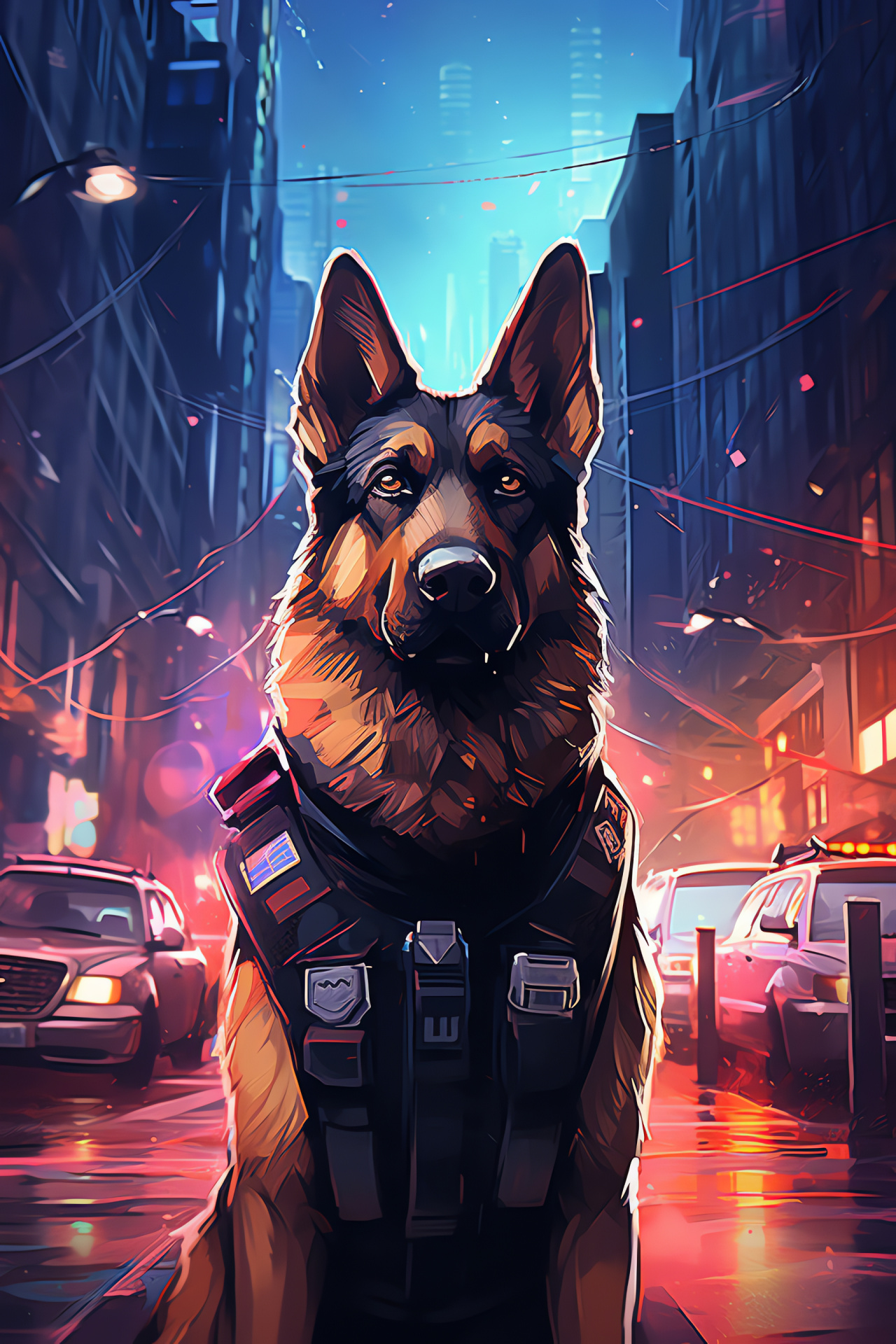 Working Swiss Shepherd, Law enforcement canine, Protective fur coating, Intense gaze, Commanding presence, HD Phone Image