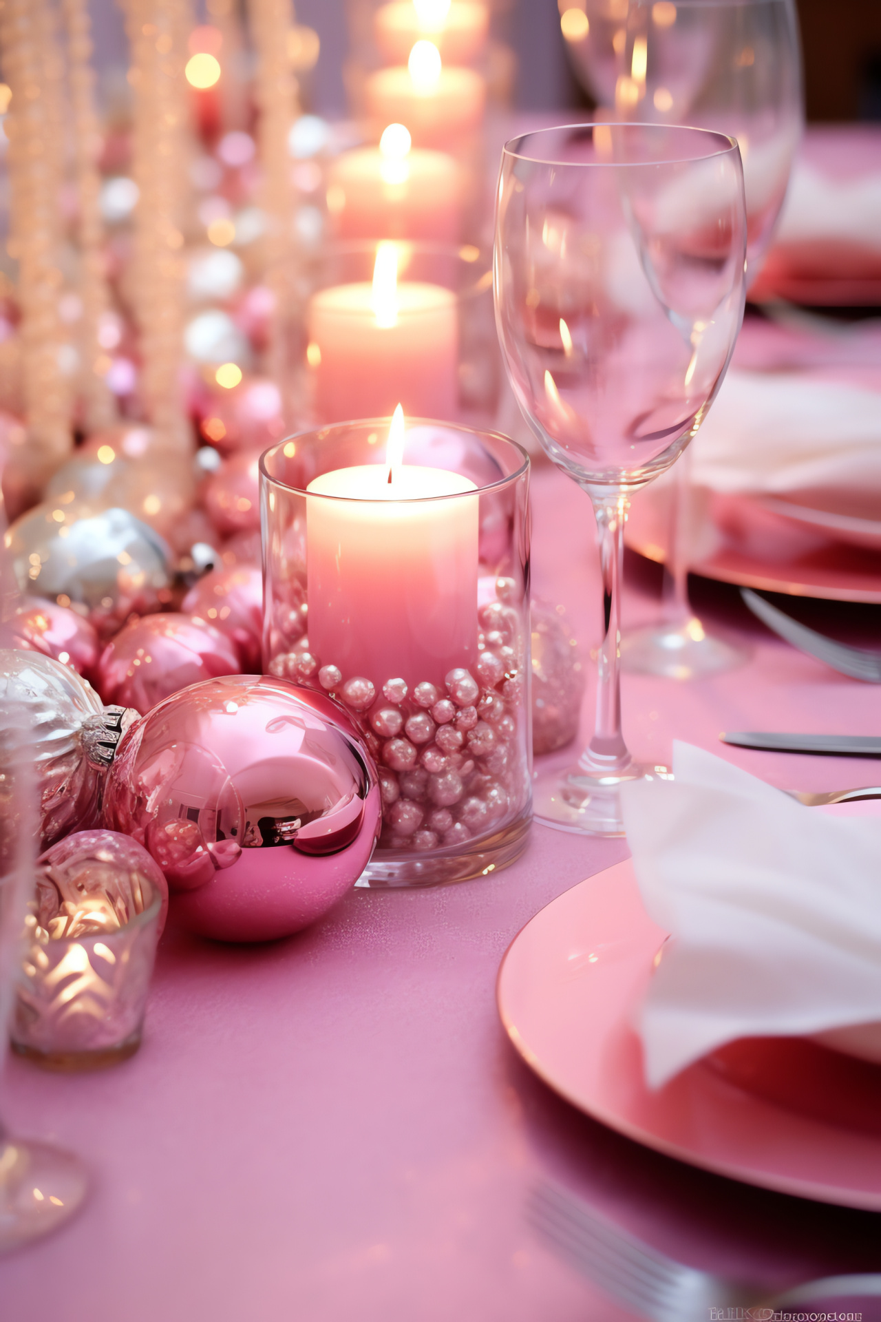 Pink Yuletide, Rosy table setting, Metallic utensils, Festive confections, Holiday chic, HD Phone Wallpaper