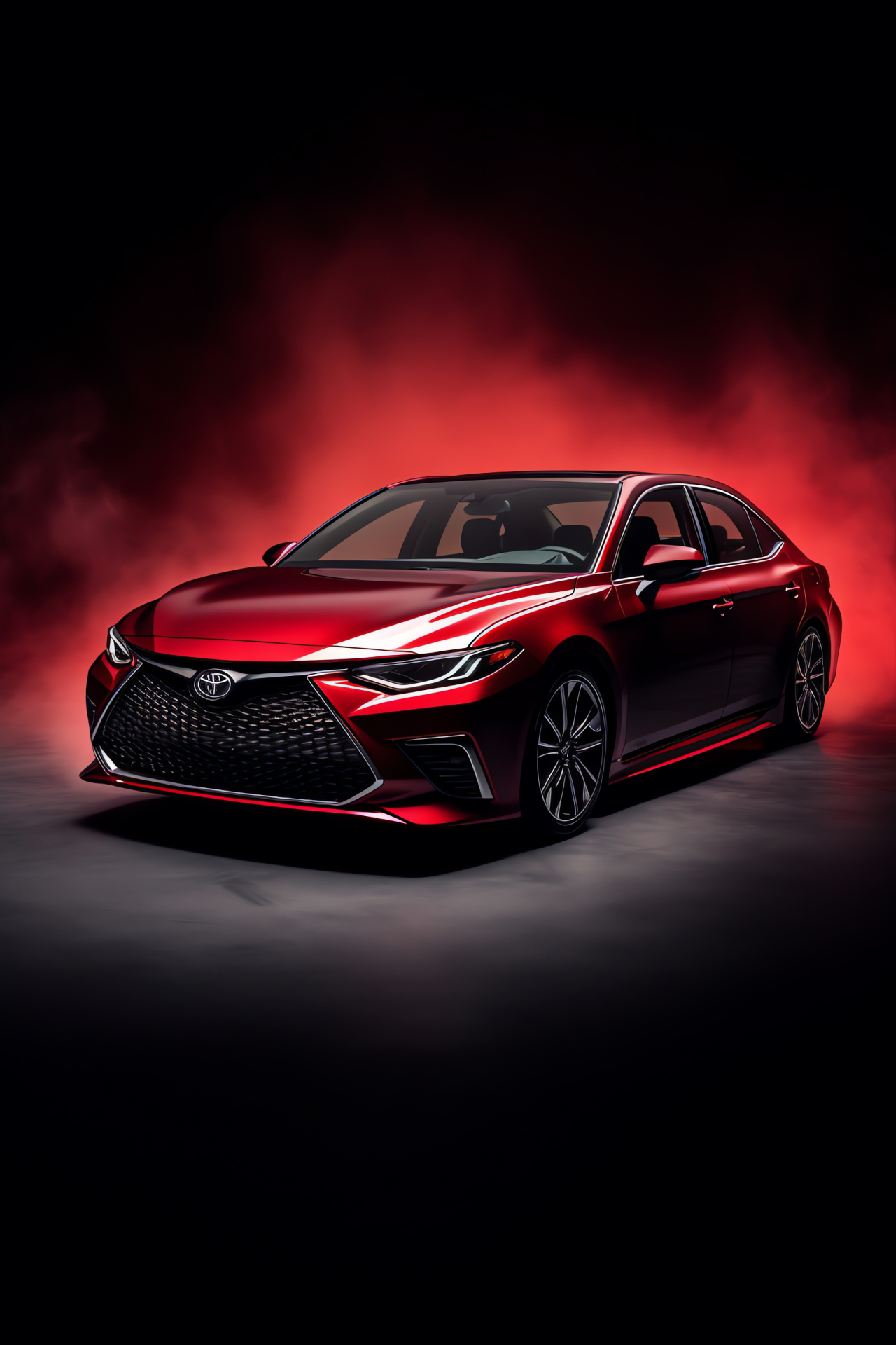 Toyota Avalon TRD, Broad framing, Fluid lines, Automotive elegance, Red backdrop, HD Phone Wallpaper