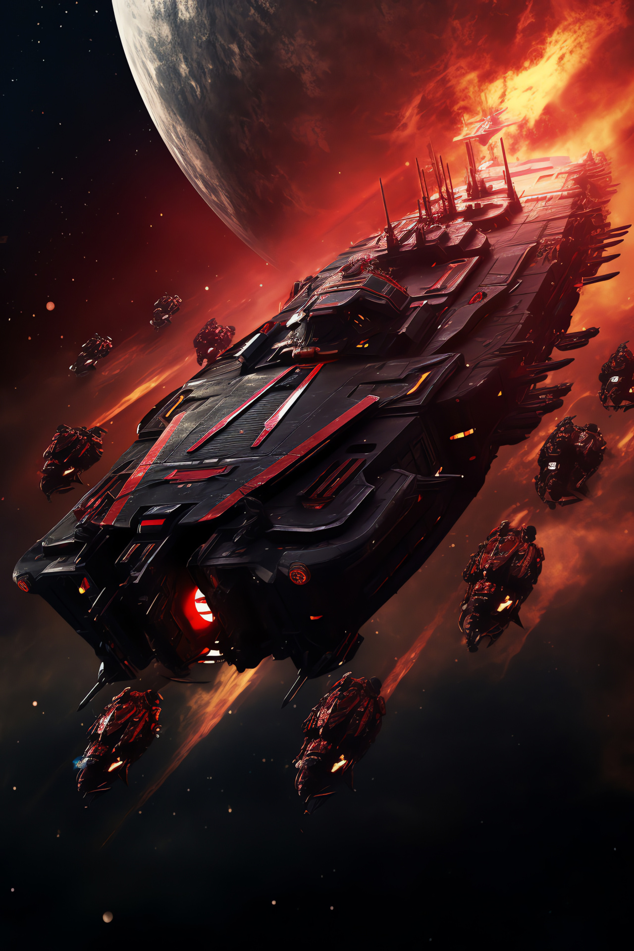 Cosmic corsair ship, Interplanetary raiders, Armament-laden hull, Dramatic space angles, Intergalactic battlecruiser, HD Phone Wallpaper