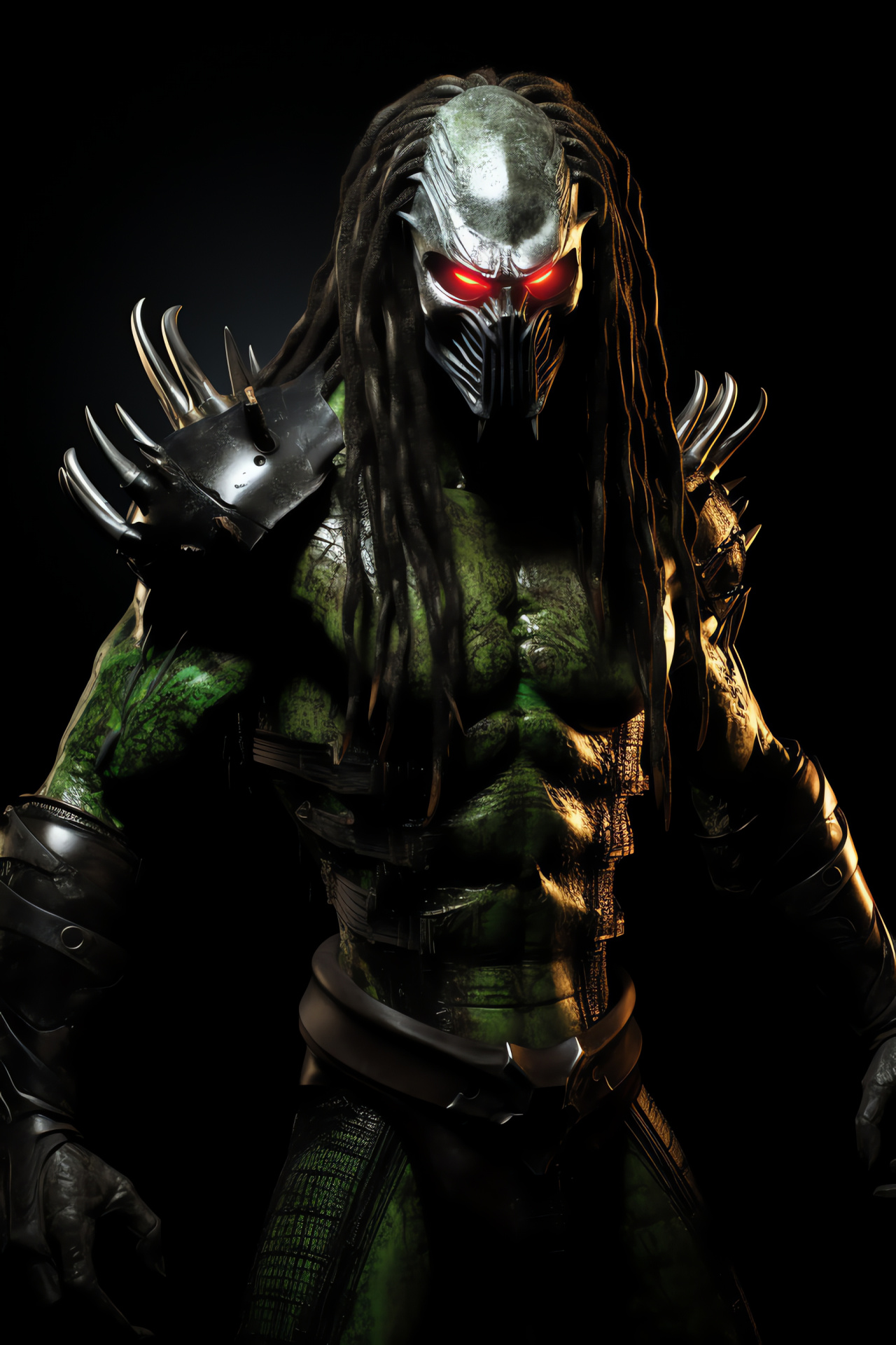 Cloaked Predator, Yautja warrior, Foreboding presence, Alien technology, Stealth combat, HD Phone Image