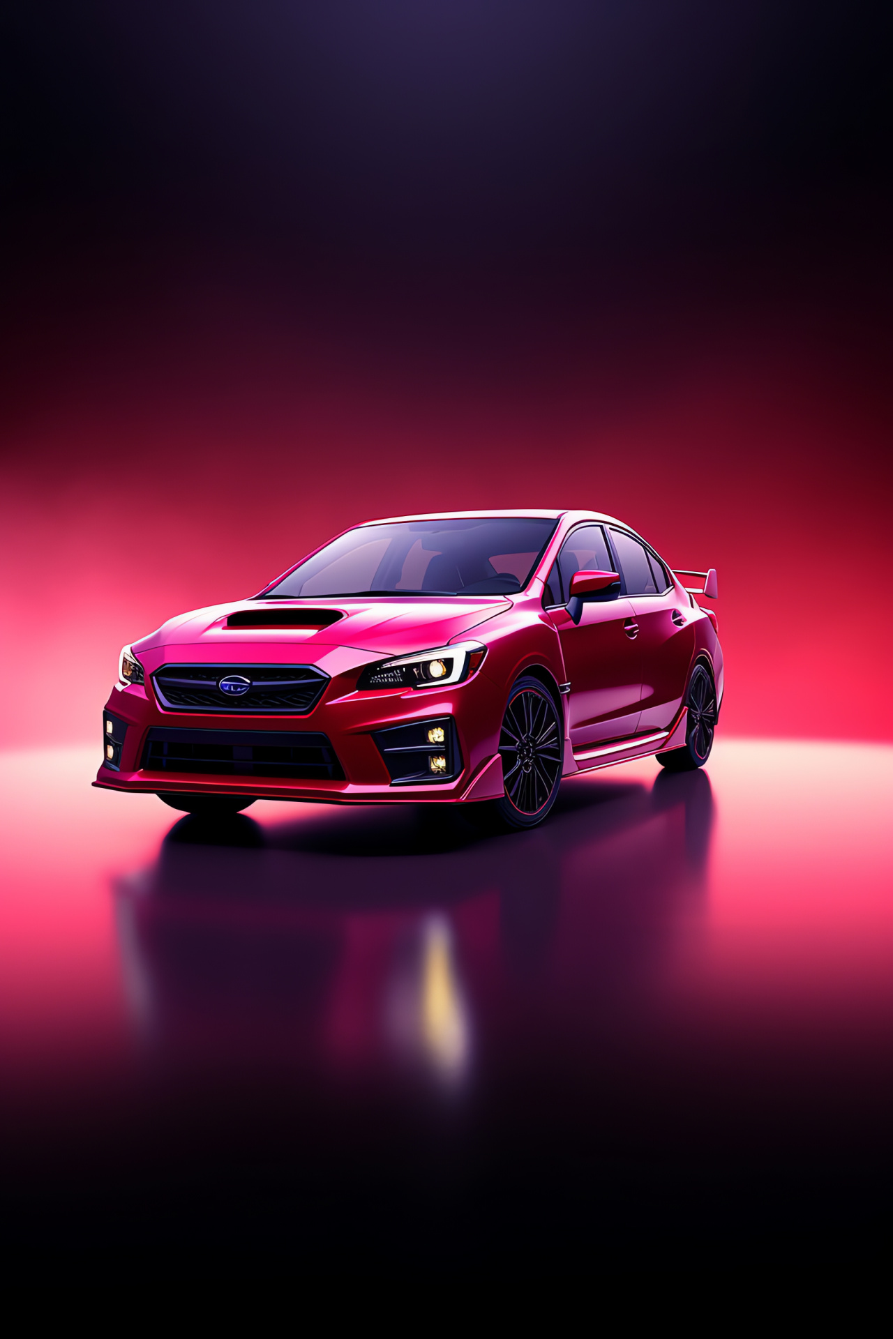 Subaru WRX STI 2018, Striking red, WRX series, Sporty character, Bold backdrop, HD Phone Wallpaper