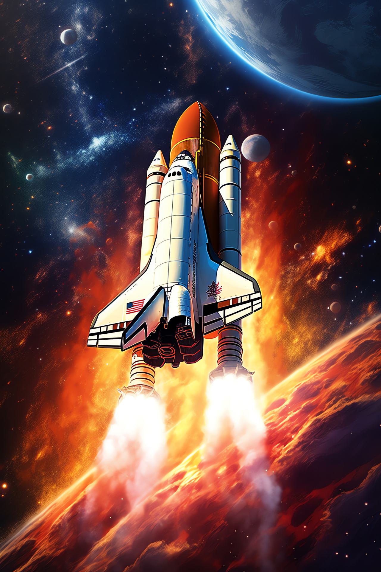 NASA Space Shuttle, Galactic journey, Space exploration, Astronaut crew, Celestial voyage, HD Phone Image