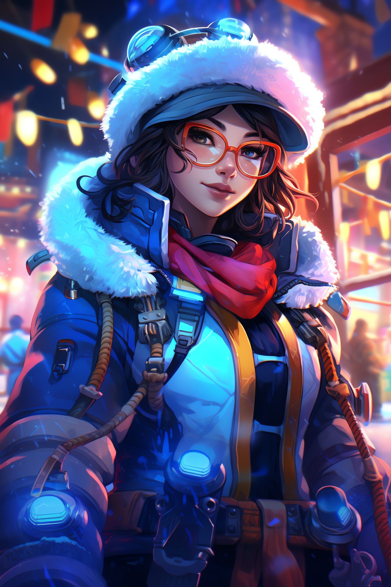 Overwatch Mei, Numbani map, Frosty architect, Landscape integration, Vivid gaming hues, HD Phone Wallpaper