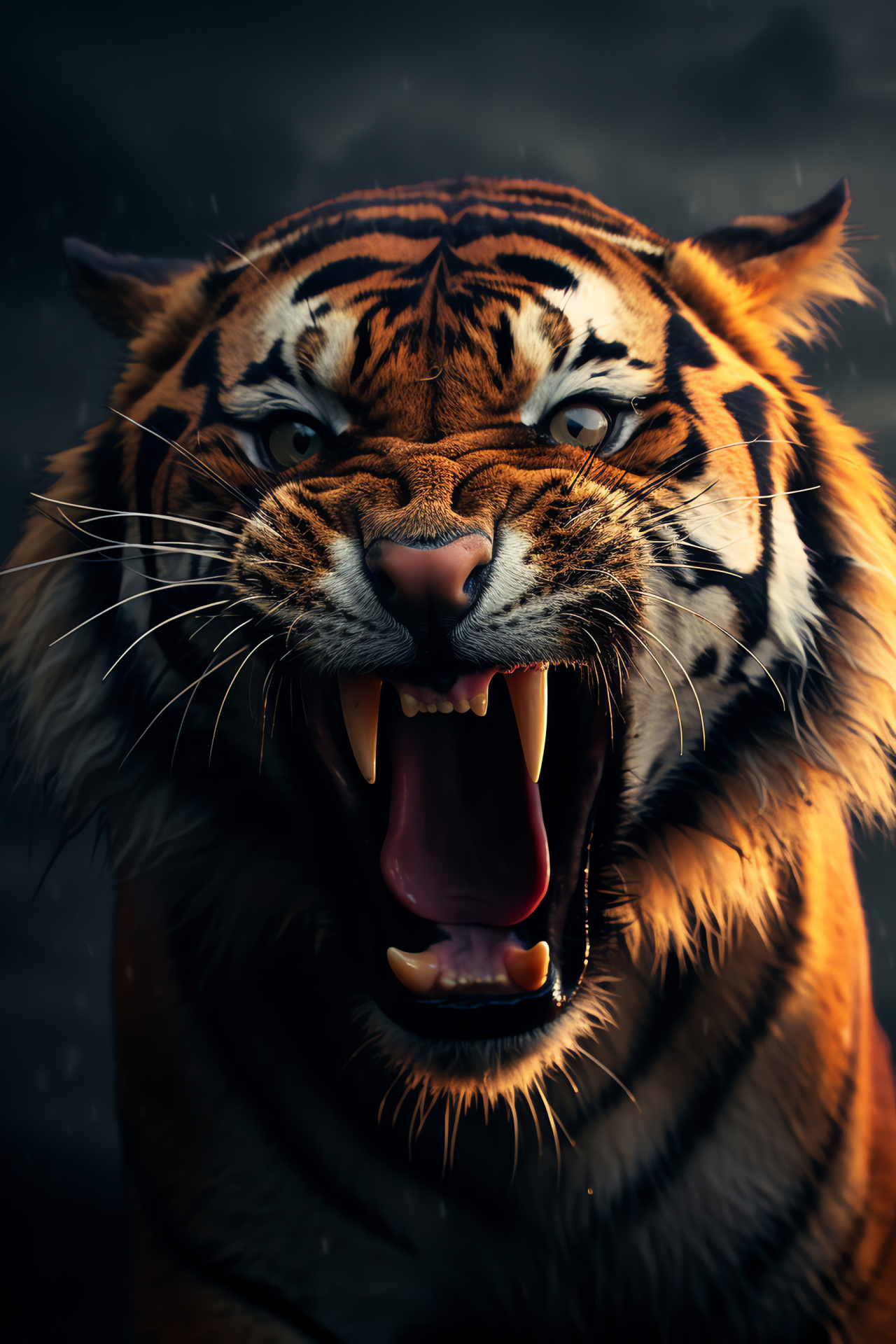 Tiger jaw might, Roaring big cat, Fierce teeth display, Predatory jaw power, Bengal tiger fur, HD Phone Wallpaper