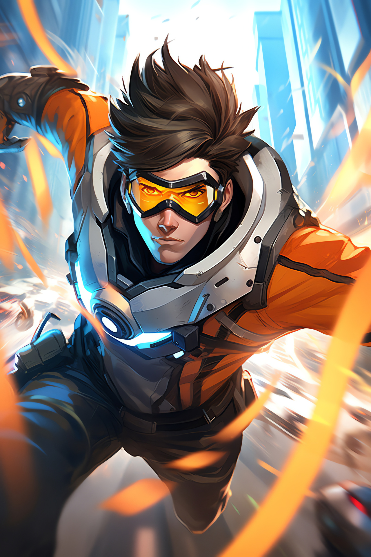 Overwatch game Tracer, Agile protagonist, Rapid movement, Comic relief, Twin firearms, HD Phone Wallpaper