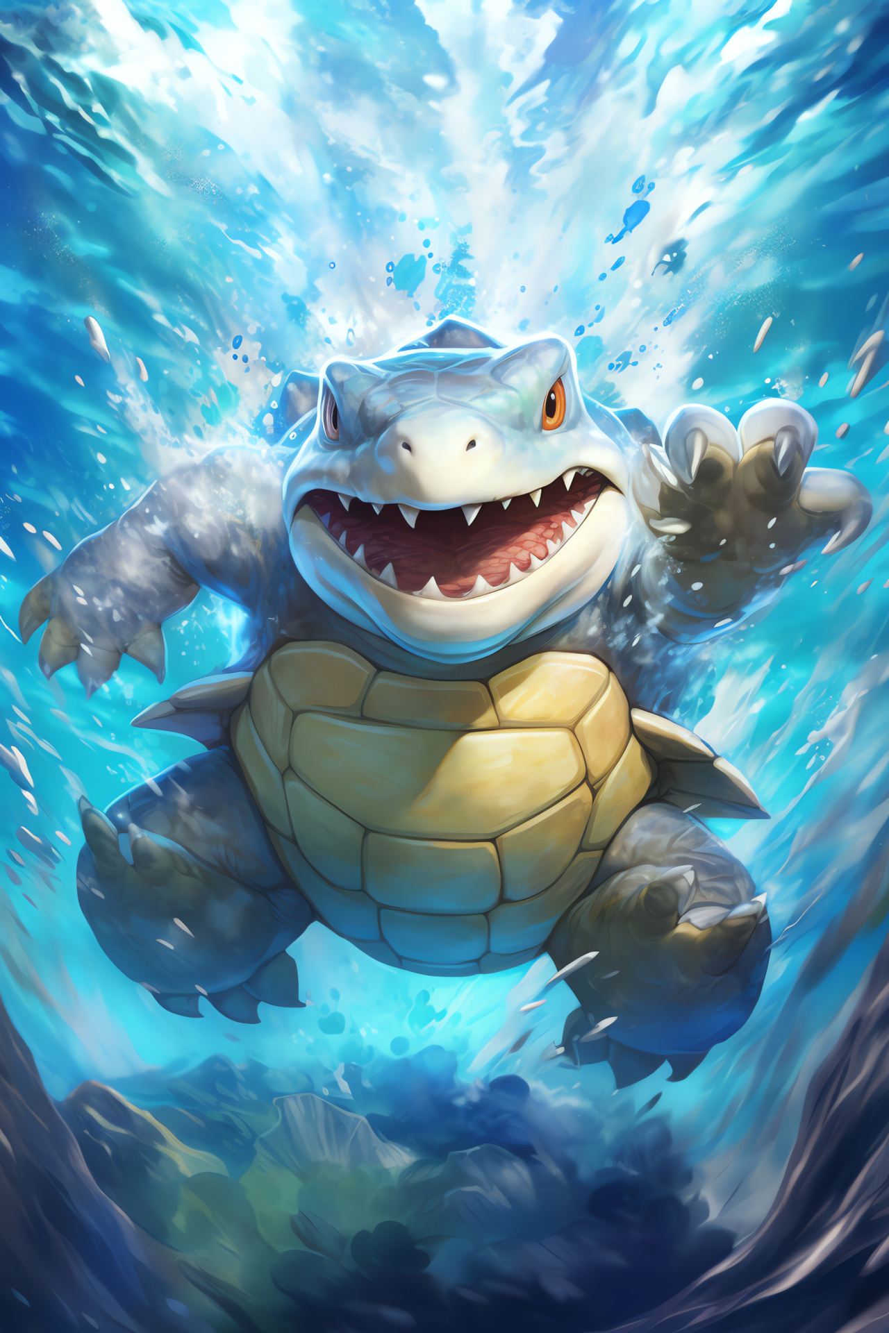 Blastoise, Marine environment, Sea turtle design, Aquatic battle, Naval strength, HD Phone Wallpaper