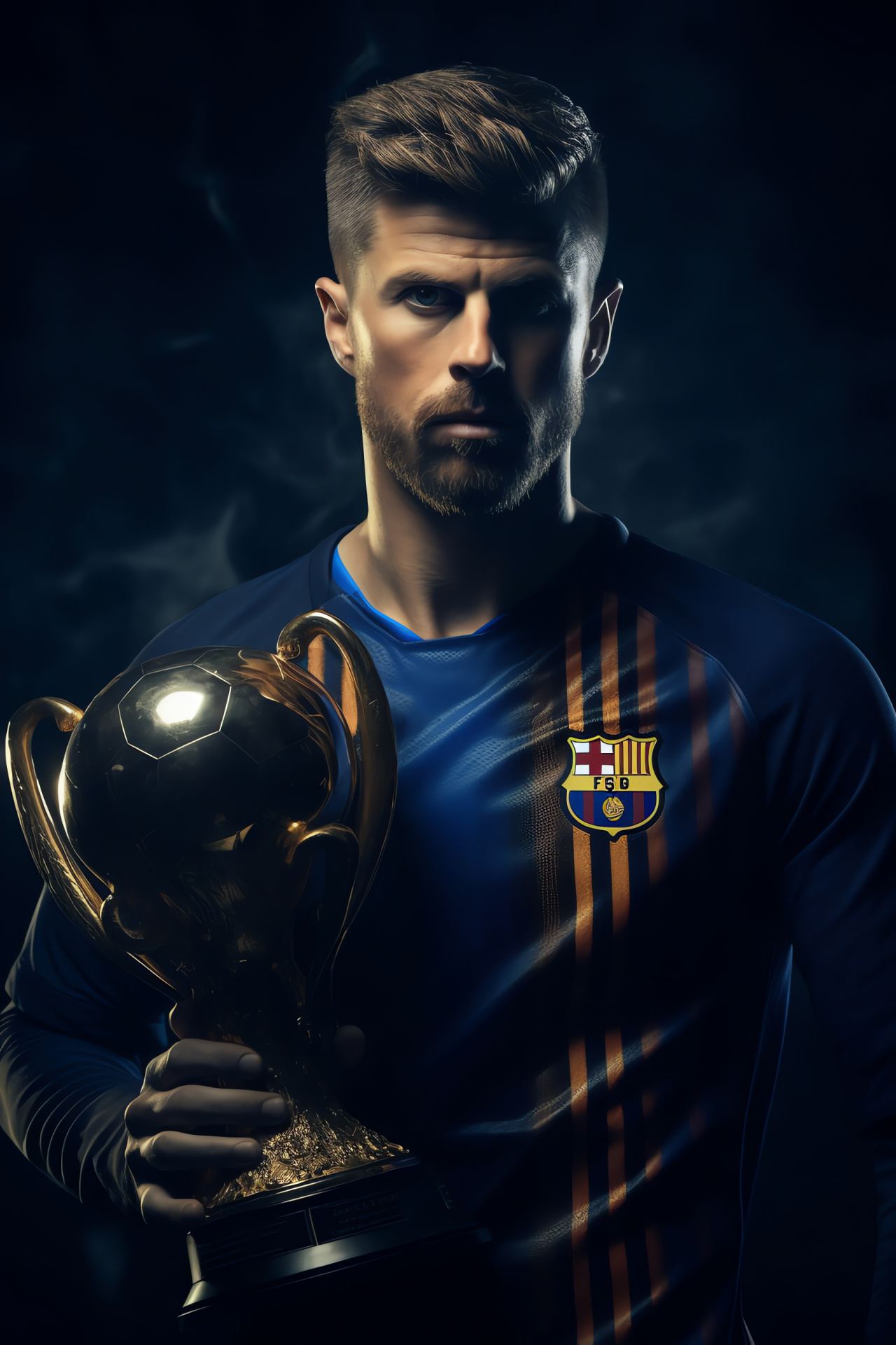 Gerard Pique, FC Barcelona star, Football league, Sports championship, Trophy, HD Phone Image