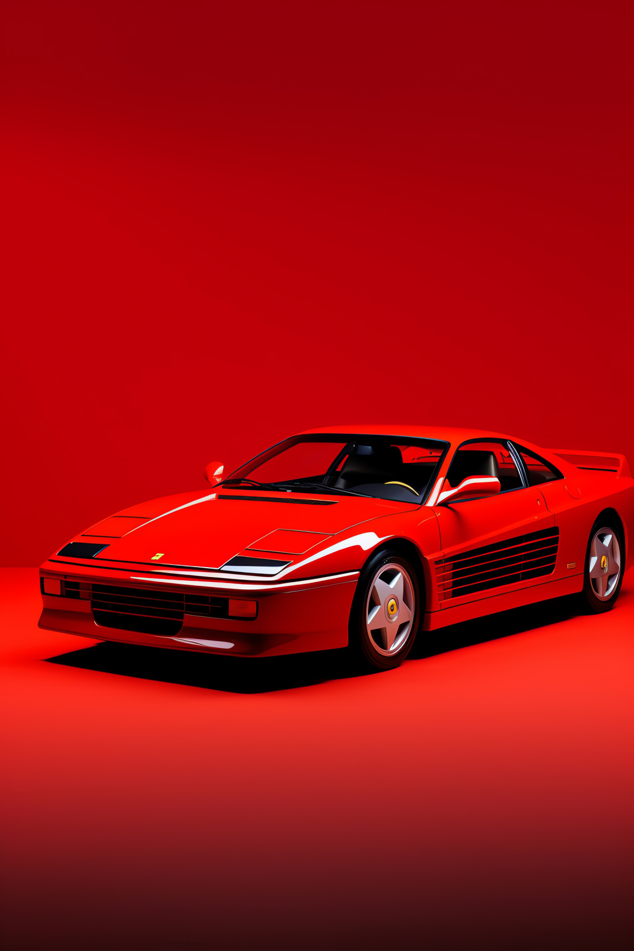 Testarossa 2001 model, Red supercar, Wide-angle capture, Italian luxury, Simplistic backdrop, HD Phone Wallpaper