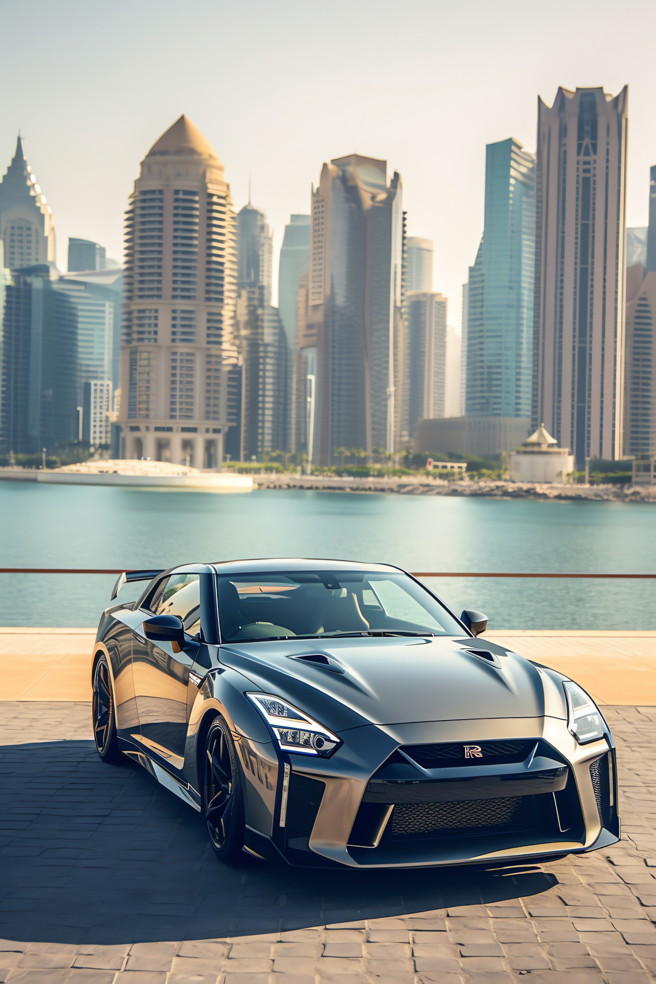 Nissan GTR R35, GT-R50 Italdesign, UAE luxury, Palm Jumeirah exclusivity, Metallic embellishments, HD Phone Wallpaper