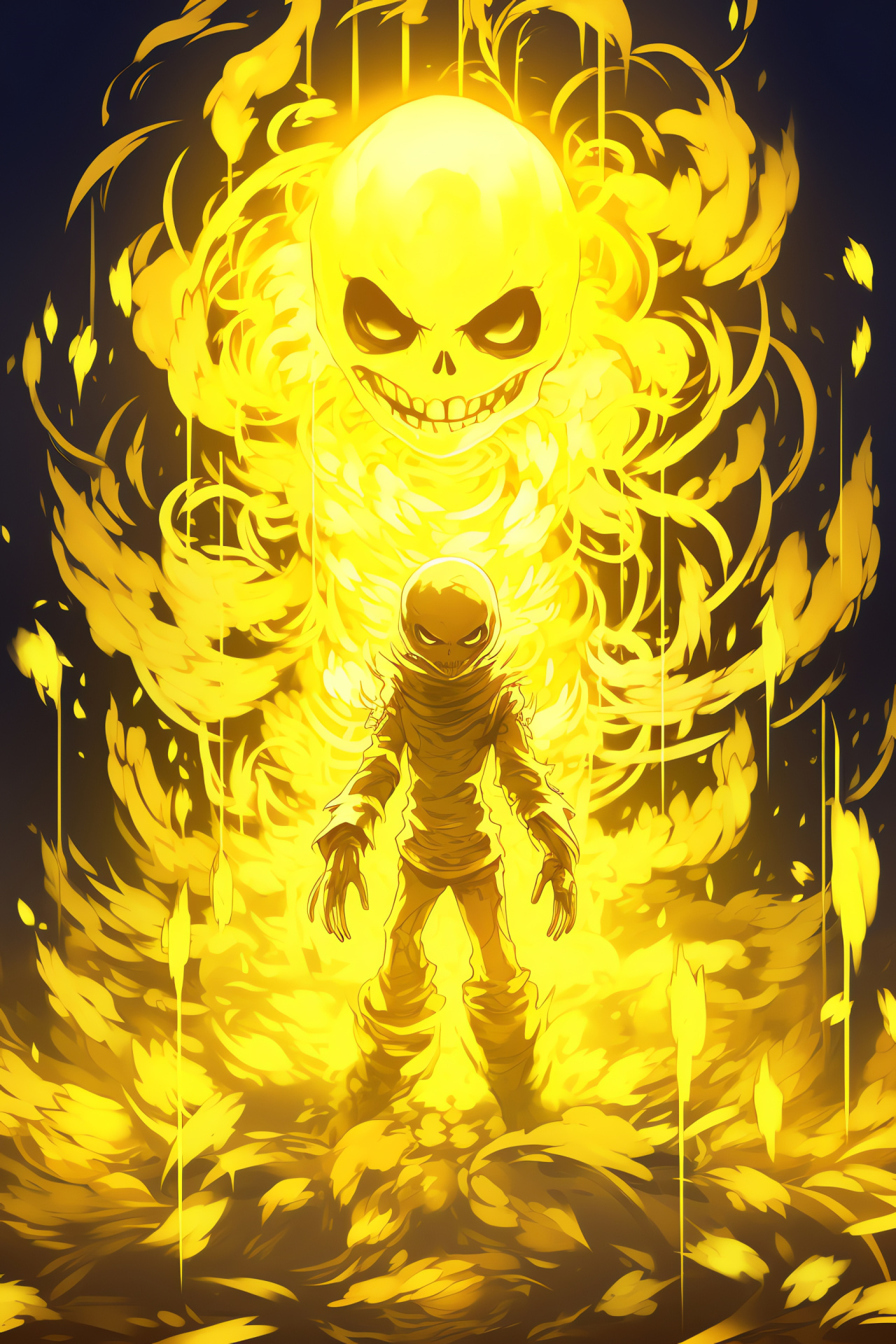 Undertale antagonist Flowey, Golden eye gaze, Swirling lines effect, Gleaming flora, Gaming incident, HD Phone Wallpaper