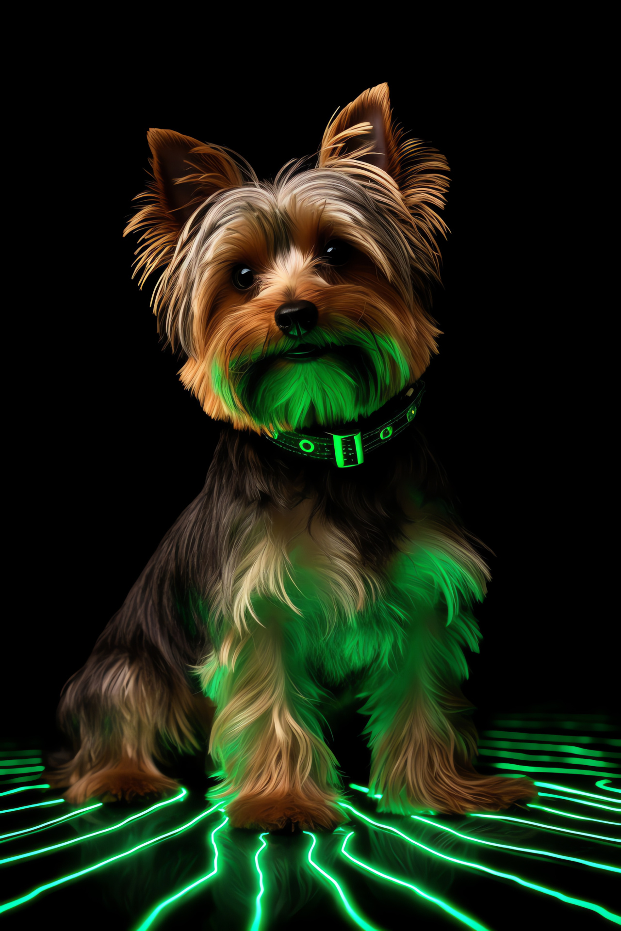 Yorkshire Terrier charm, Toy breed, Pet, Illuminated setting, Stylish animal, HD Phone Image