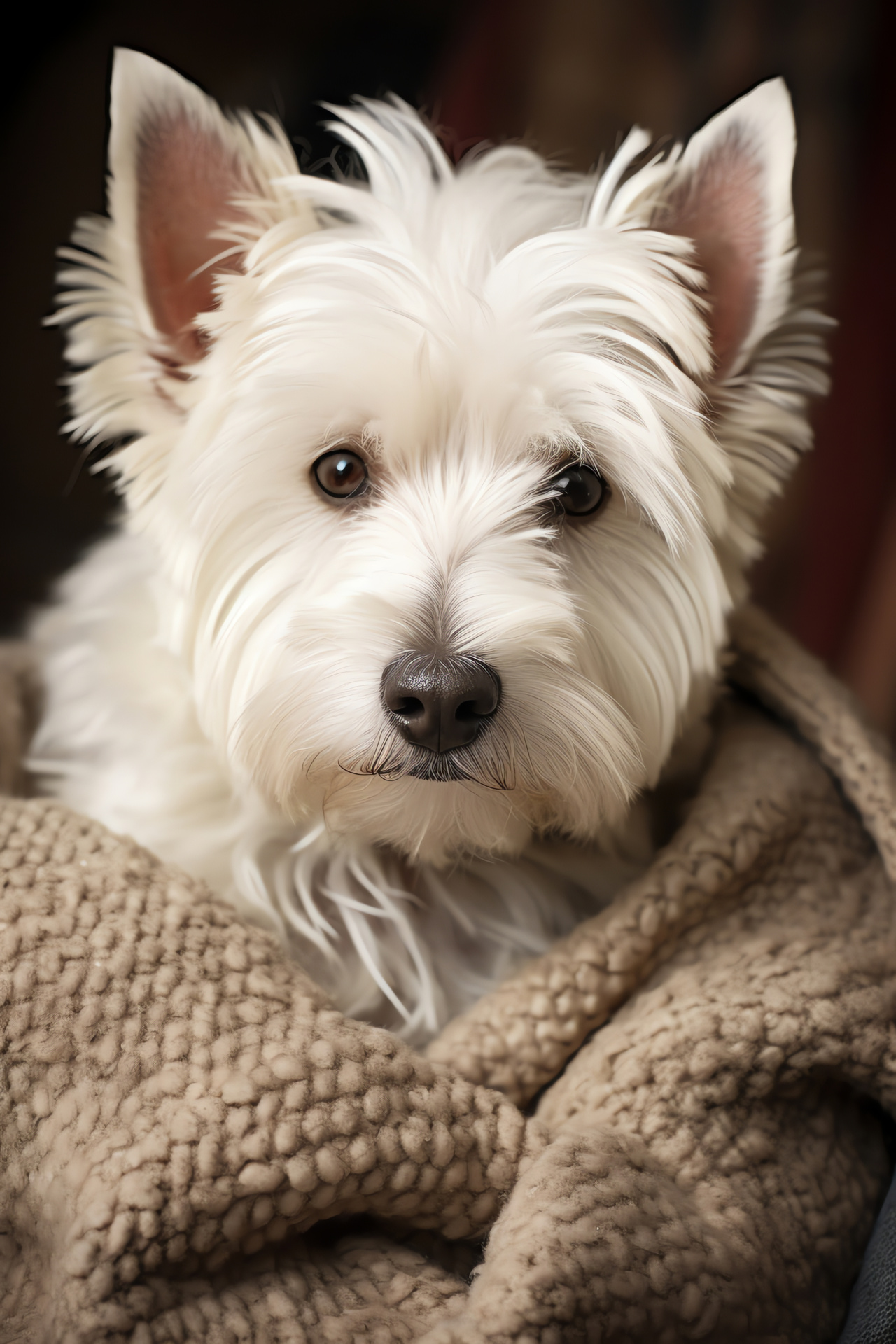 Loyal Westie dog, affectionate dark eyes, pure white short fur, canine texture, pet portrait, HD Phone Wallpaper