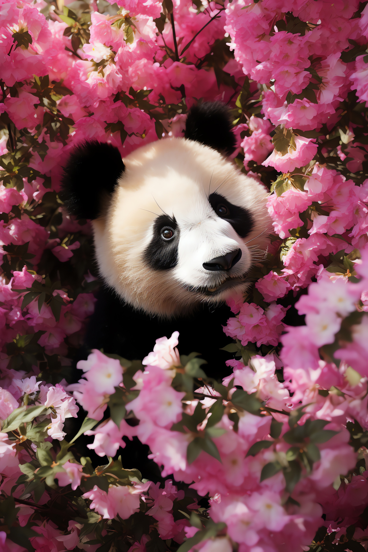 Panda, Black and white mammal, Botanical environment exploration, Nature conservation mascot, HD Phone Image