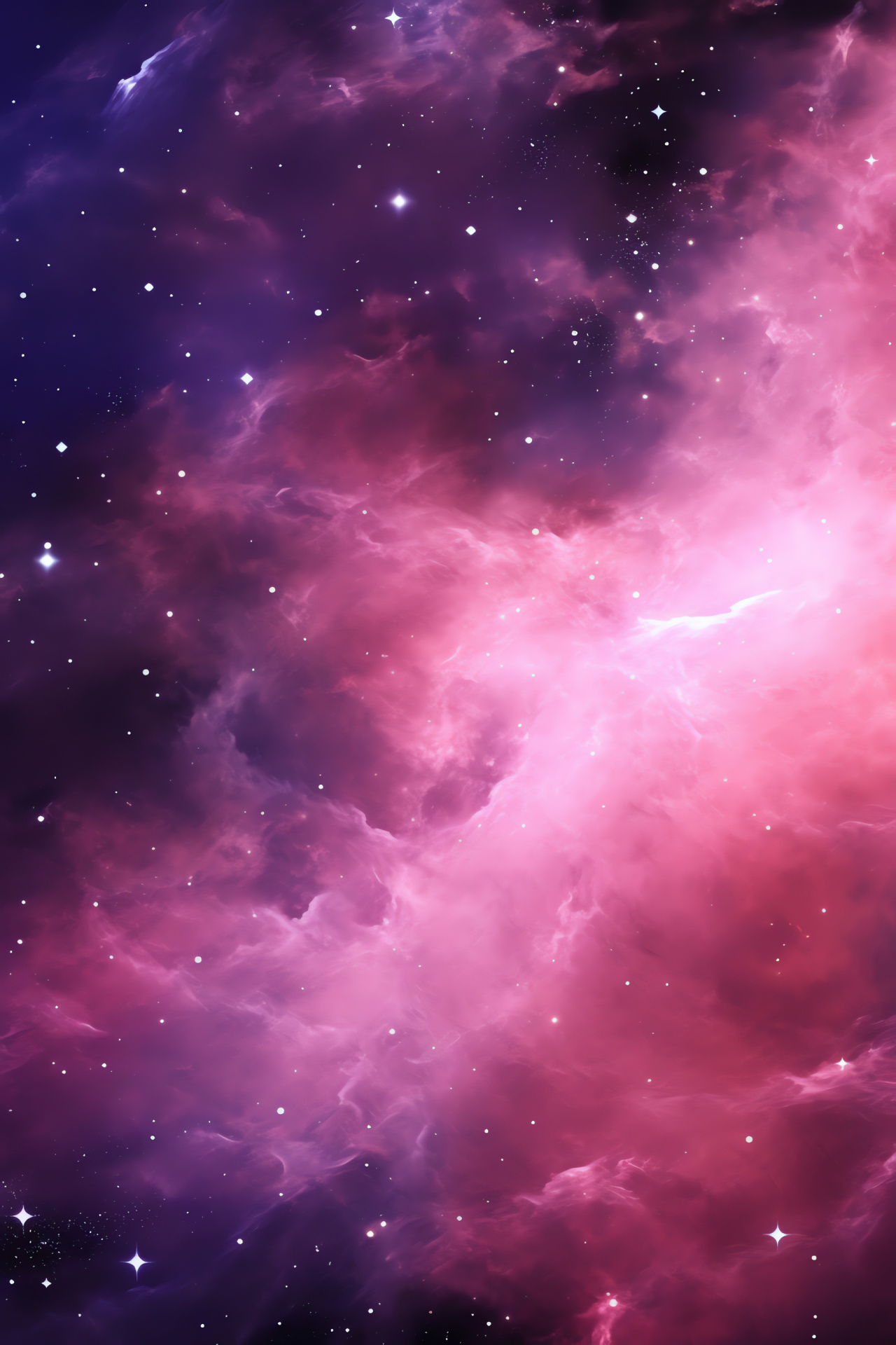 Interstellar cloud, Pink aura, Galactic formation, Starfield depth, Space expanse, HD Phone Wallpaper