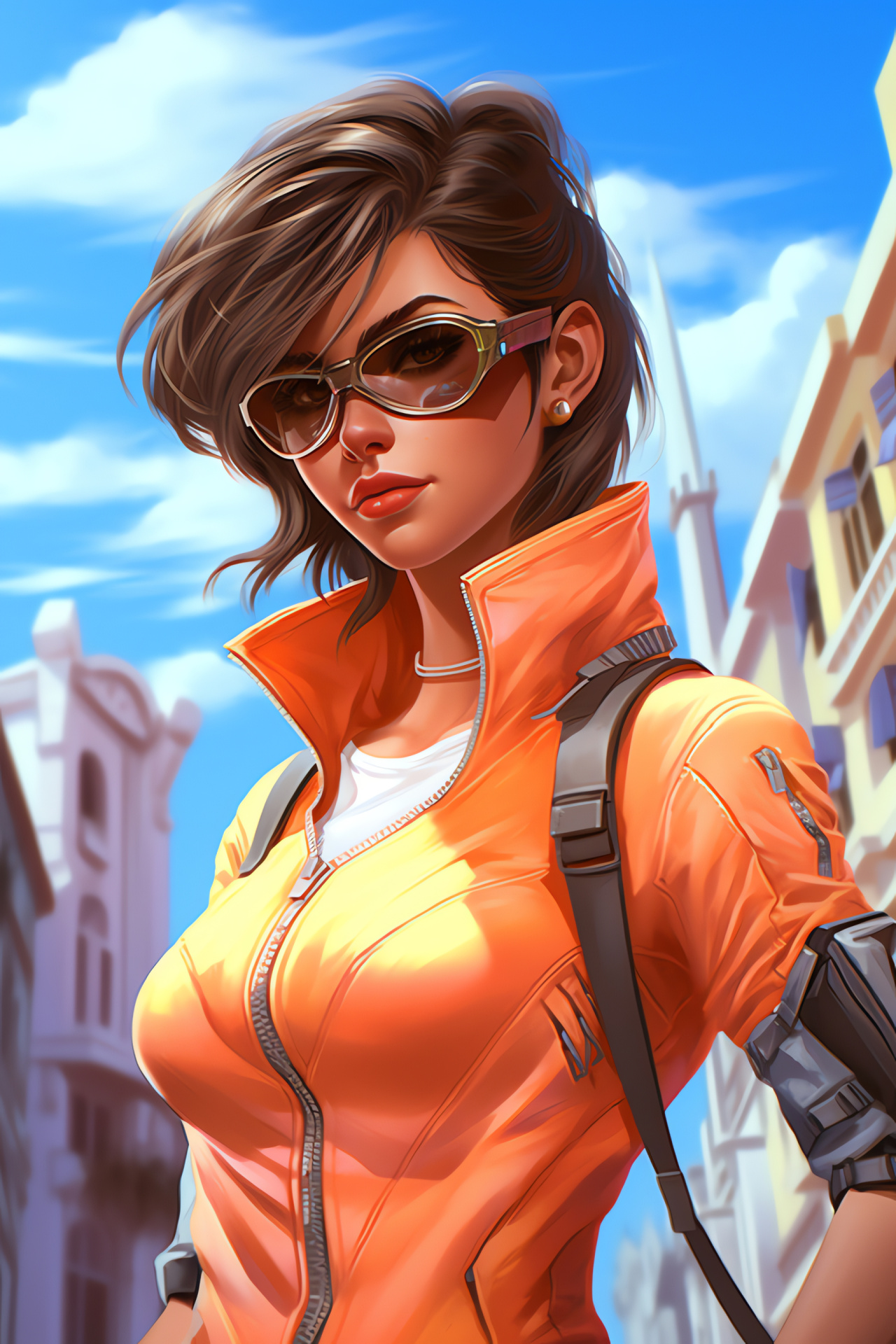 Tracer in action, Vibrant Cuban district, Time jumper, Overwatch adventurer, Animated streets, HD Phone Image