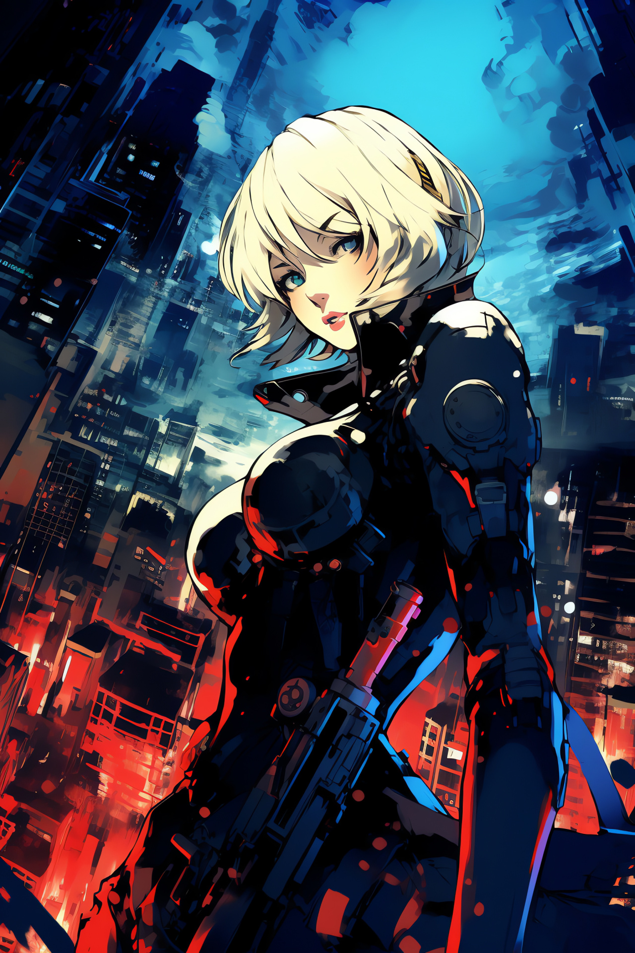 Persona 3 Aigis scene, Gaming action sequence, Android character in battle, Dynamic gameplay, HD Phone Wallpaper