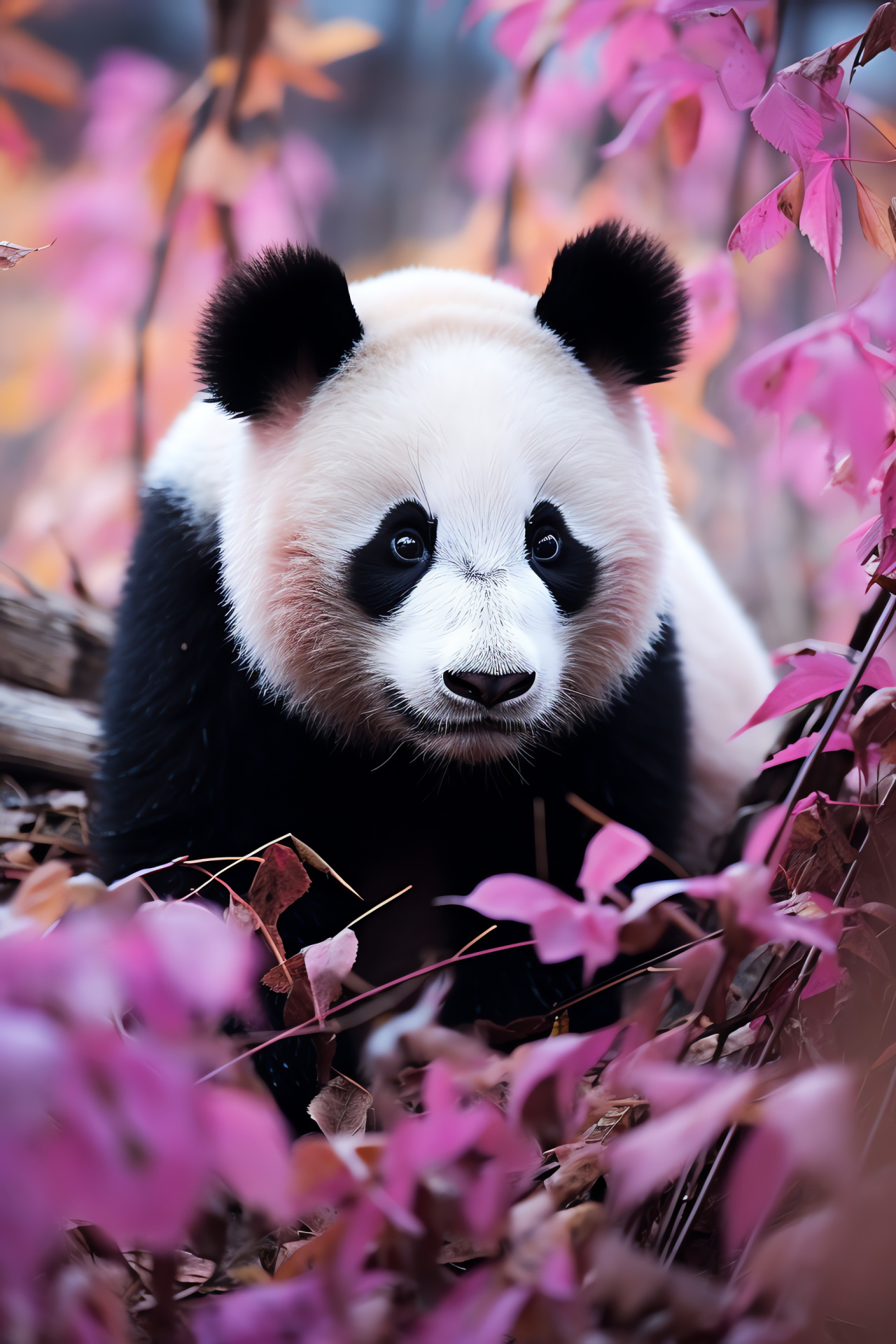 Panda bear, Mystic bamboo habitat, Chinese fauna, Unique fur shades, Exotic wildlife, HD Phone Wallpaper