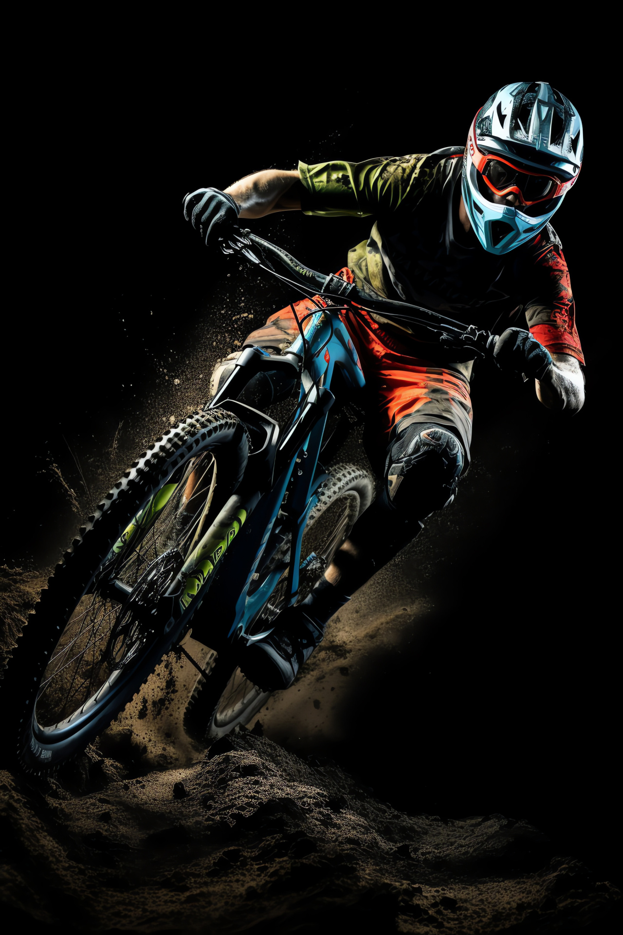 MTB trial exploration, Mountain biking prowess, Skill-testing track, Overcoming biking challenges, Intense rider focus, HD Phone Wallpaper