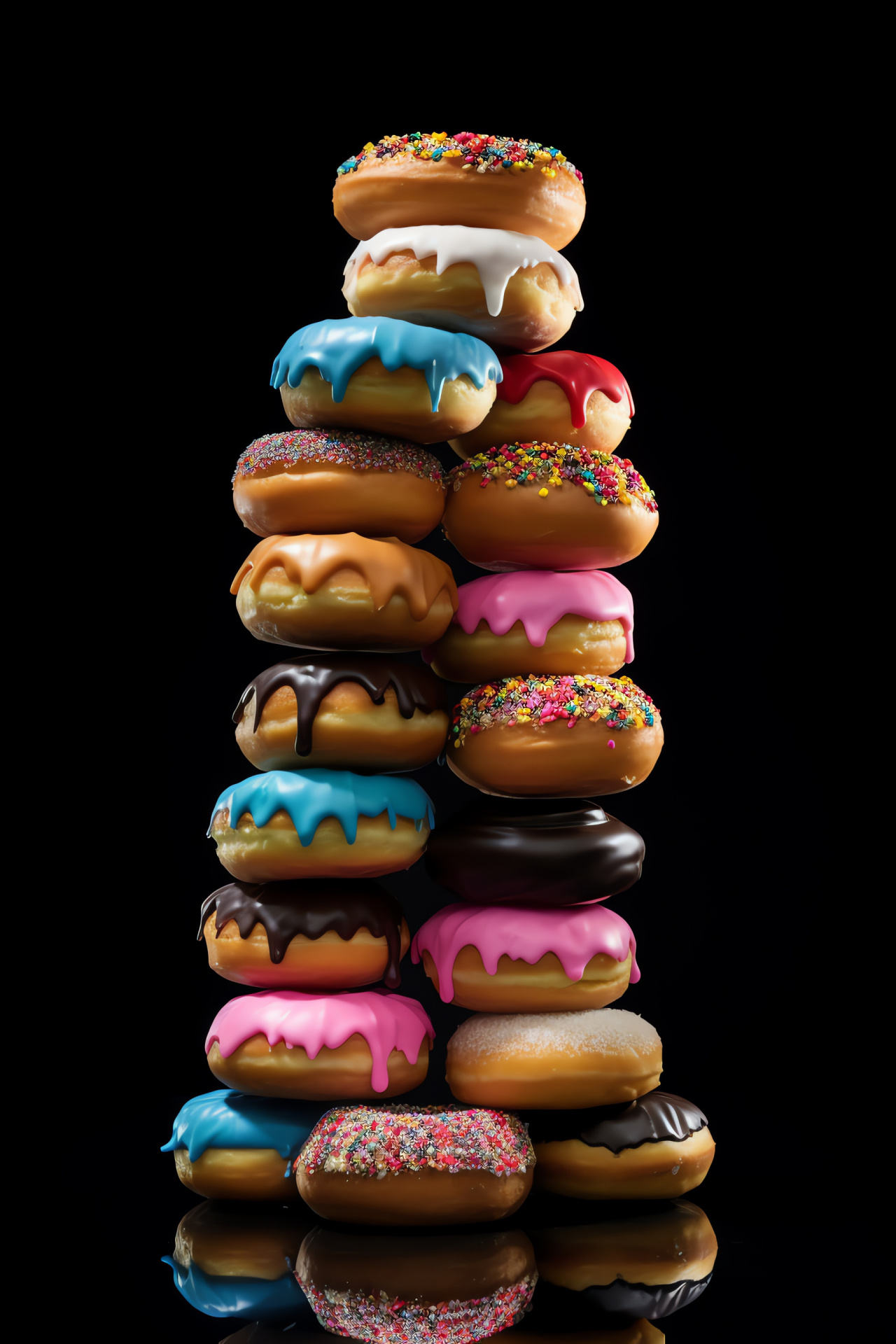 Fried dough, Sugary treats, Frosting variety, Candy toppings, Pastry column, HD Phone Wallpaper