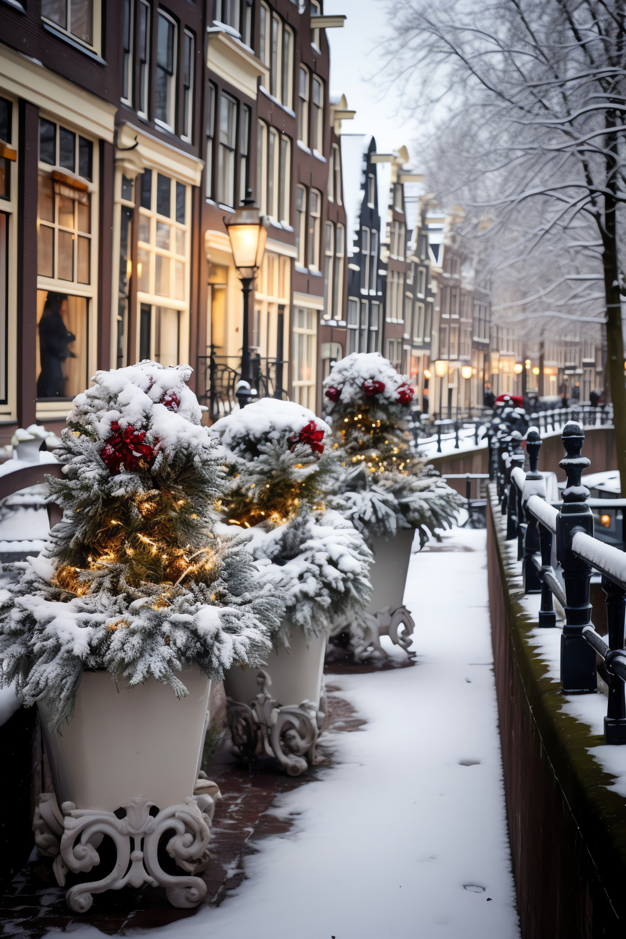 Amsterdam Christmas, Dutch capital, Canal houses, Festive season, Netherlands winter, HD Phone Wallpaper