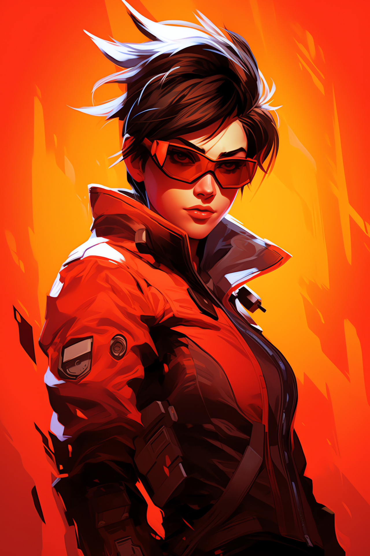 Overwatch's Tracer portrait, Future warrior, Agile combatant, Multiplayer gaming, Time manipulation, HD Phone Image