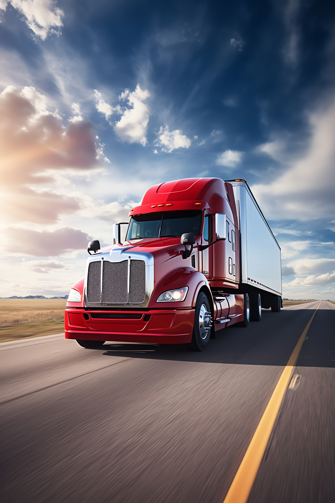 American haulage, Trucking strength, Midwest journey, Engineering marvel, Sleek truck design, HD Phone Wallpaper